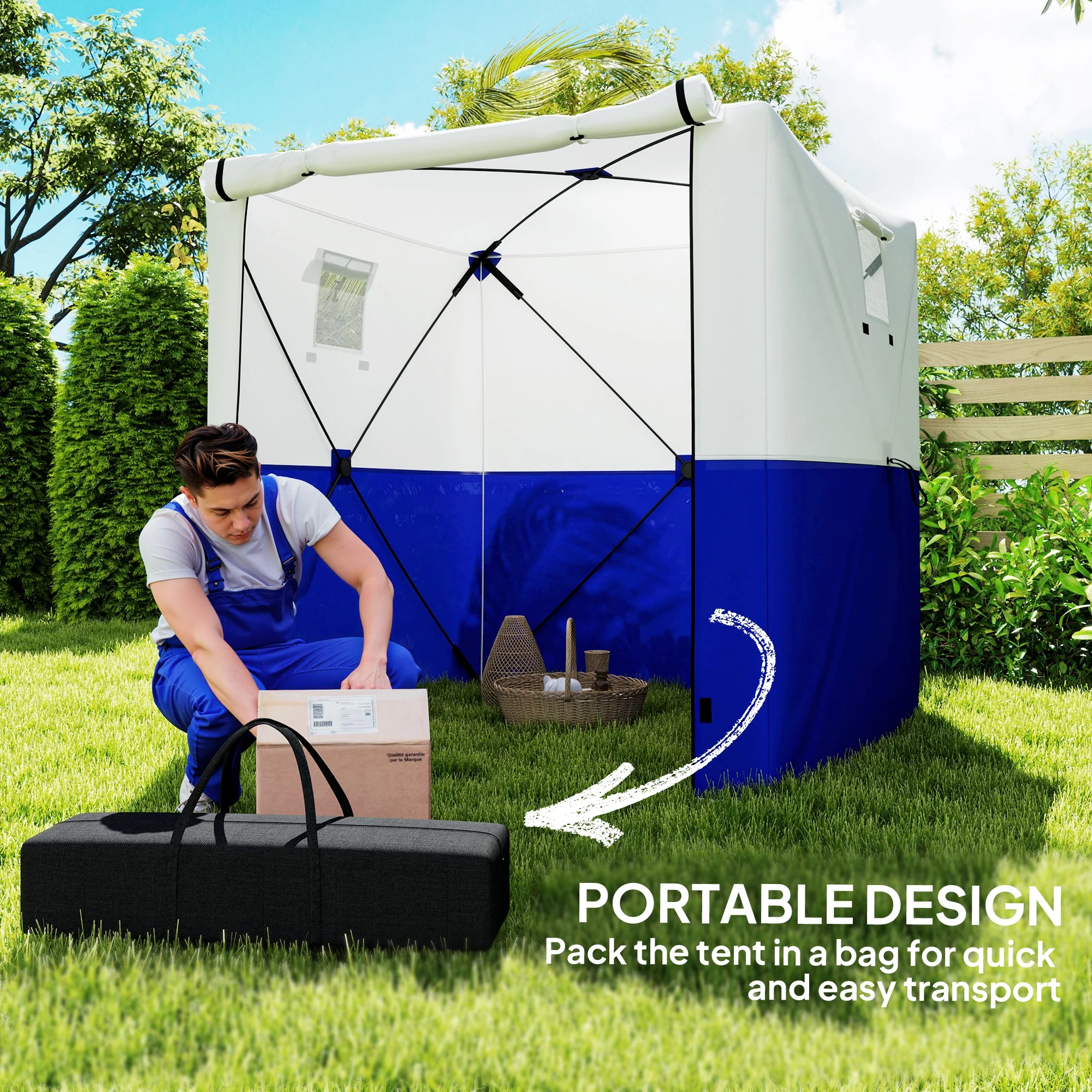 Outsunny 2 x 2m Pop Up Gazebo with Sides Easy up Party Tent, Blue - Image 7