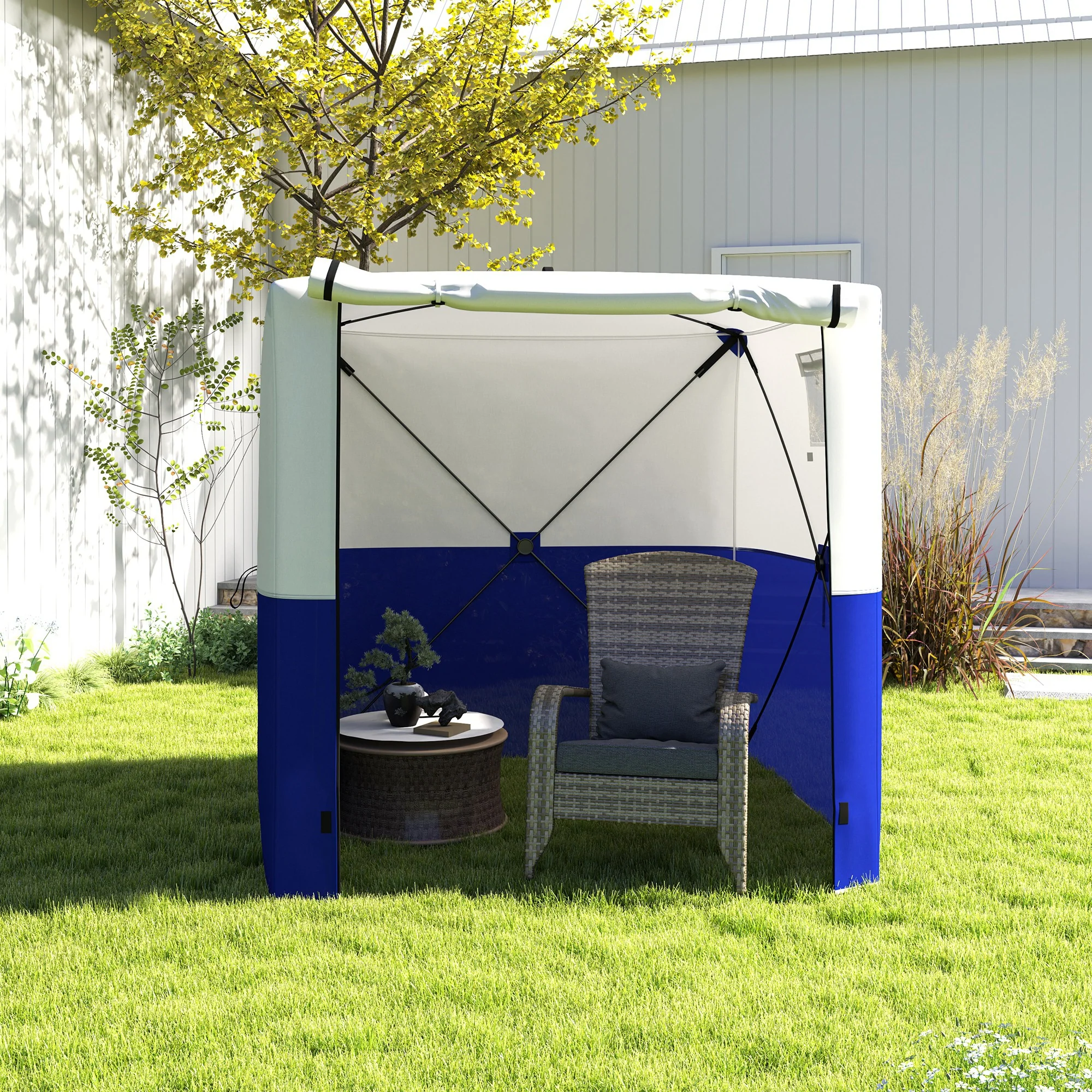 Outsunny 2 x 2m Pop Up Gazebo with Sides Easy up Party Tent, Blue - Image 9
