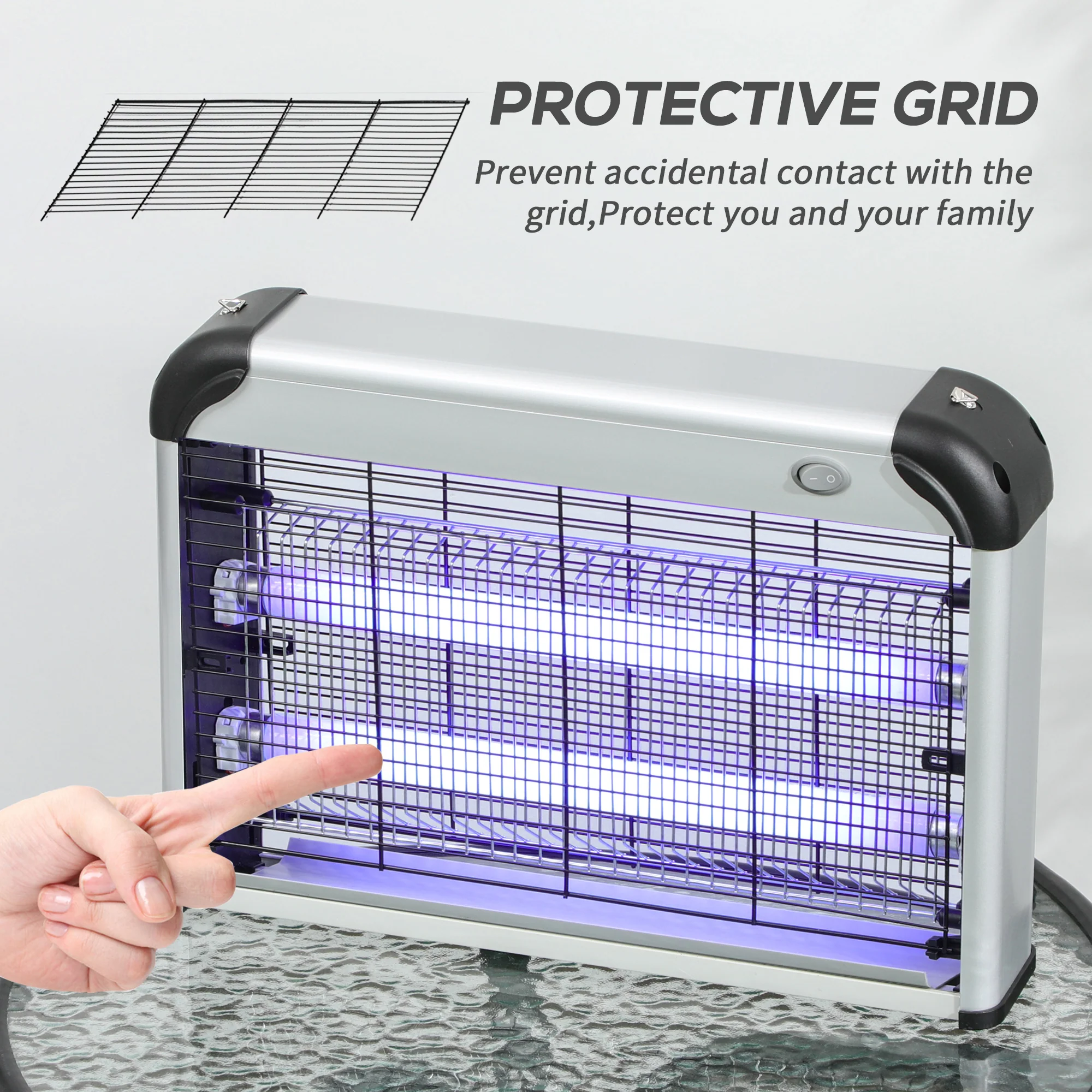 Outsunny 20W Mosquito Killer Electric Insect Fly Pest Control, Silver - Image 6