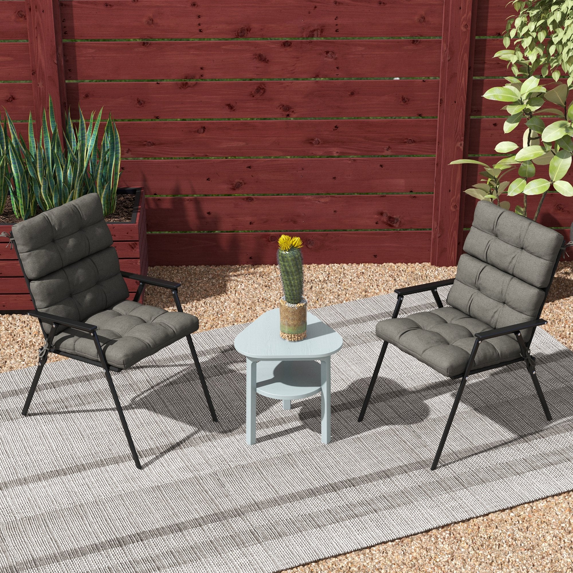 Outsunny 2pc Outdoor Seat Cushion With Backrest, Ties, For Garden - Image 16