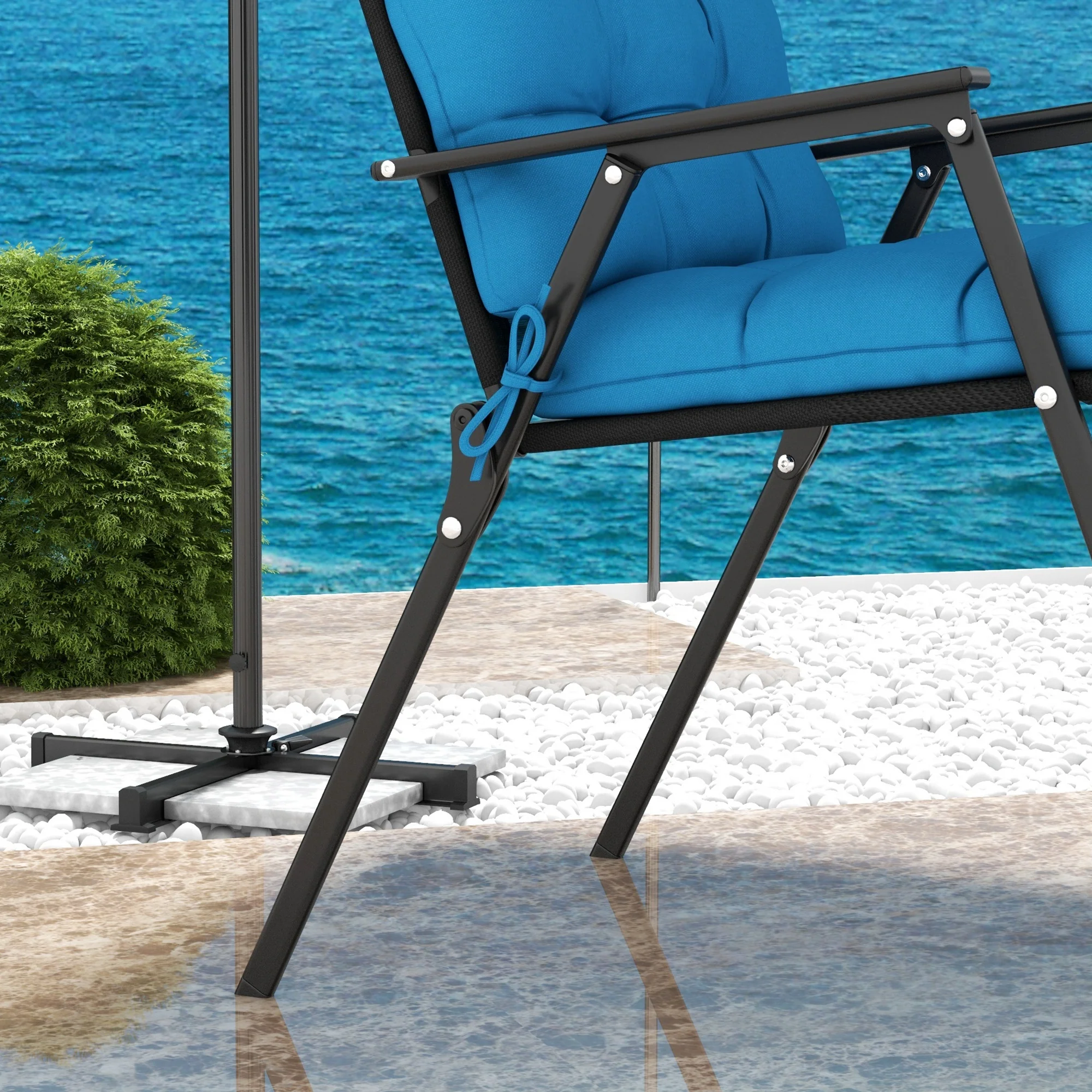 Outsunny 2pc Outdoor Seat Cushion With Backrest, Ties, For Garden - Image 24