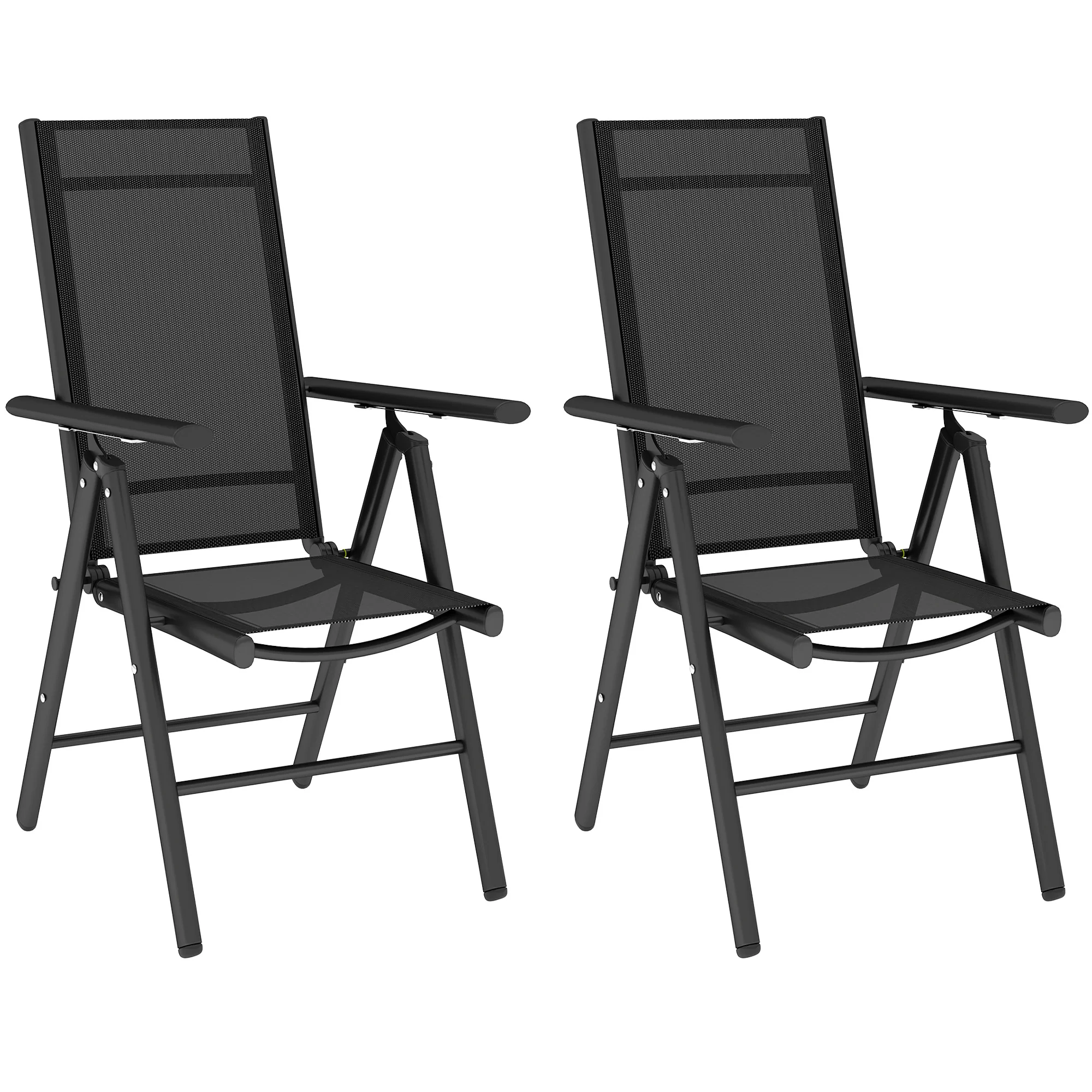 Outsunny 2PCS Folding Chair w/ Breathable Mesh Back and Seat, Light Grey