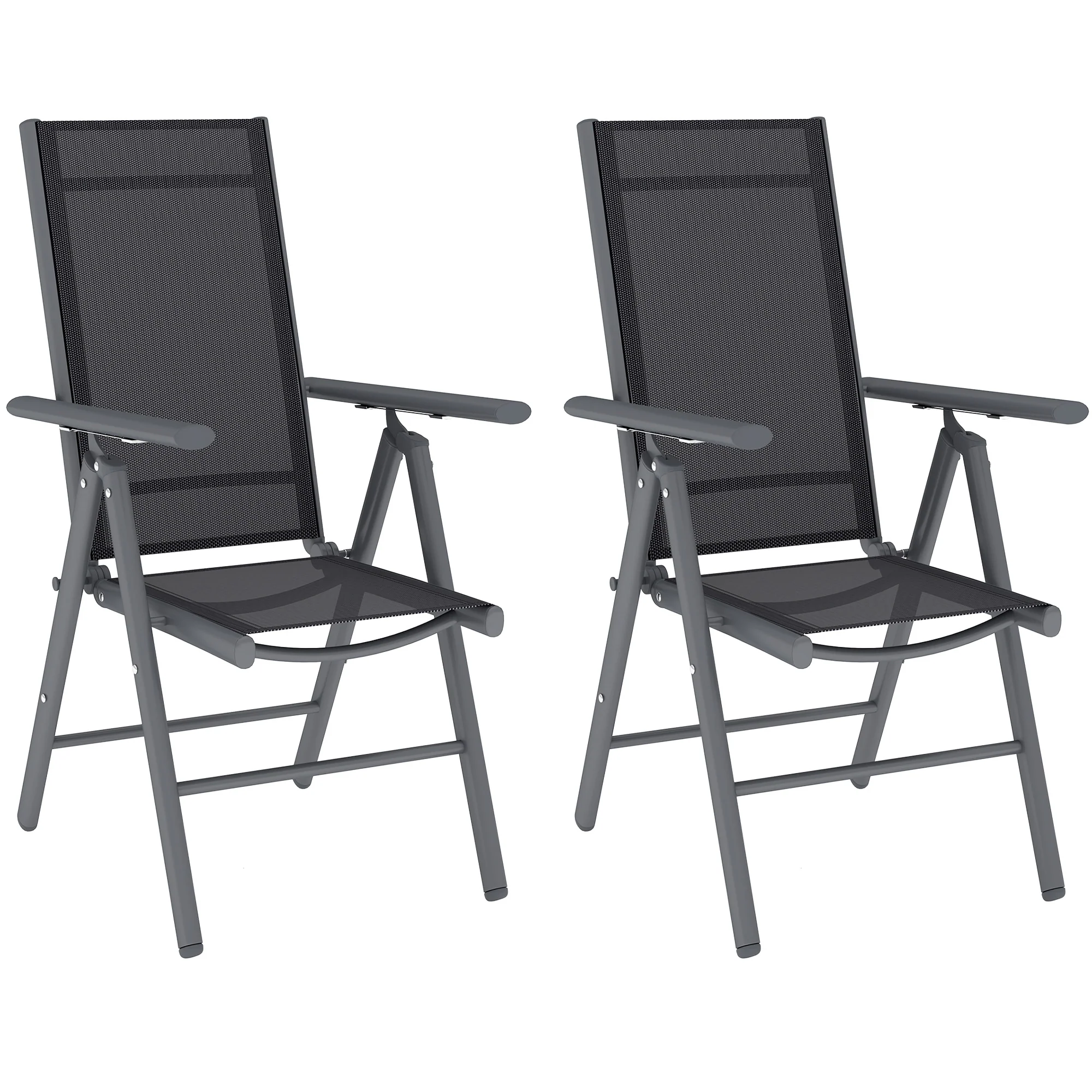 Outsunny 2PCS Folding Chair w/ Breathable Mesh Back and Seat, Light Grey - Image 10