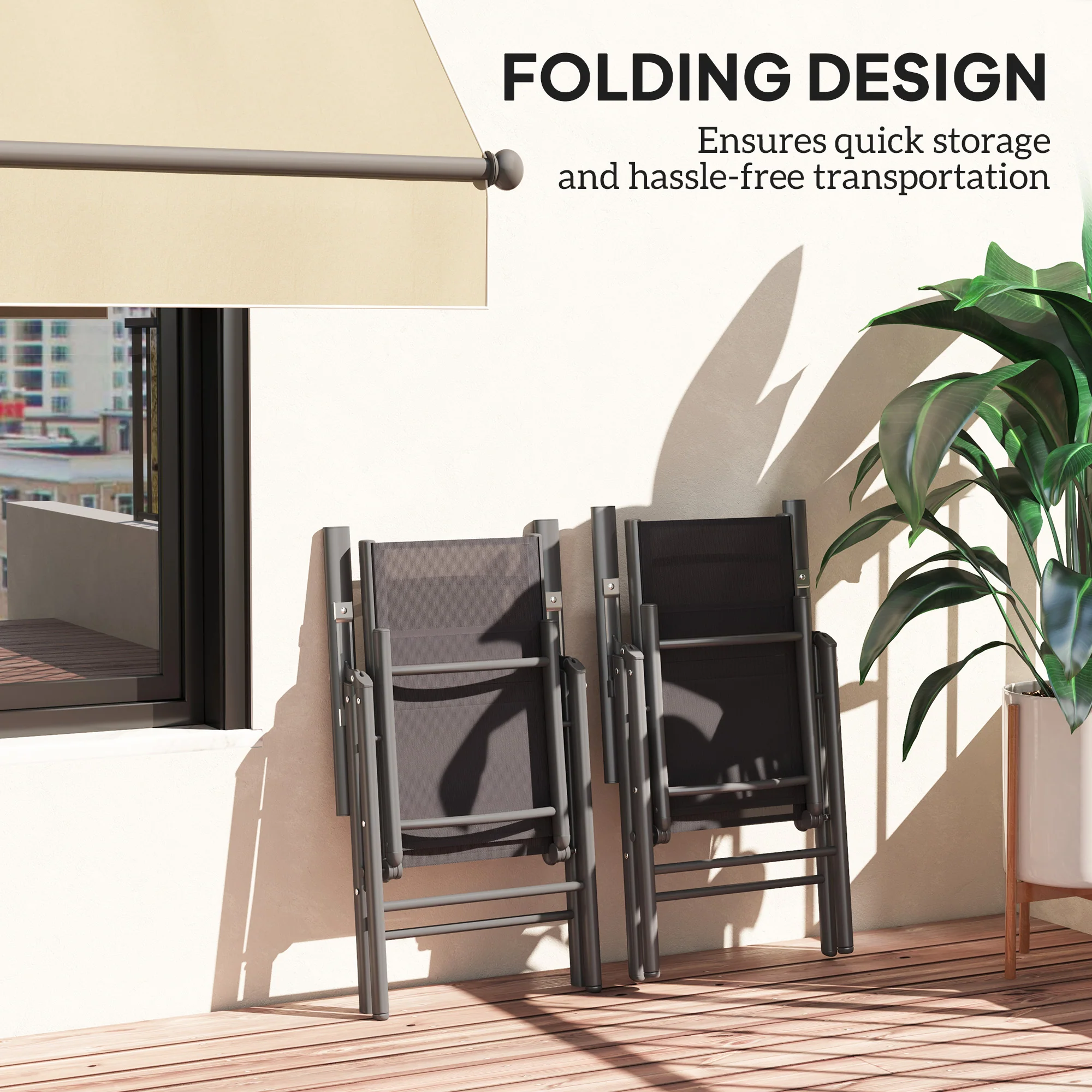 Outsunny 2PCS Folding Chair w/ Breathable Mesh Back and Seat, Light Grey - Image 15