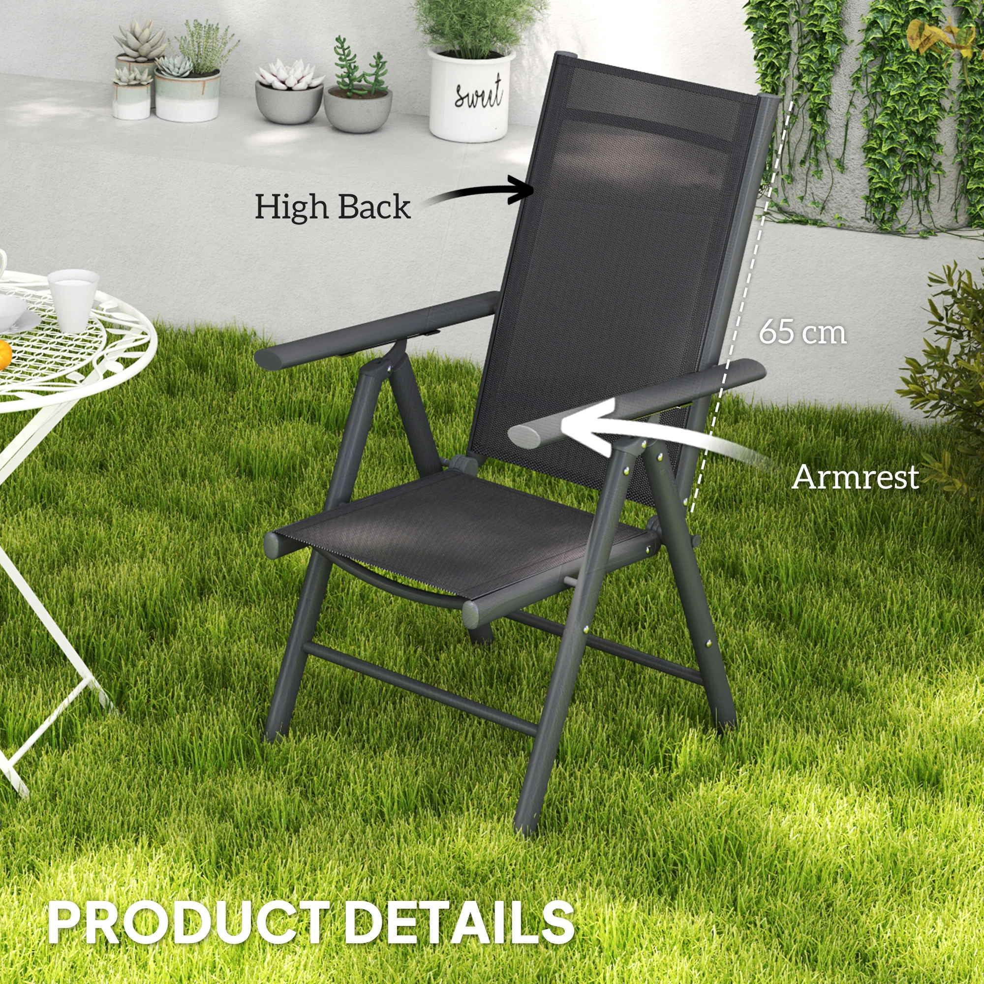 Outsunny 2PCS Folding Chair w/ Breathable Mesh Back and Seat, Light Grey - Image 16