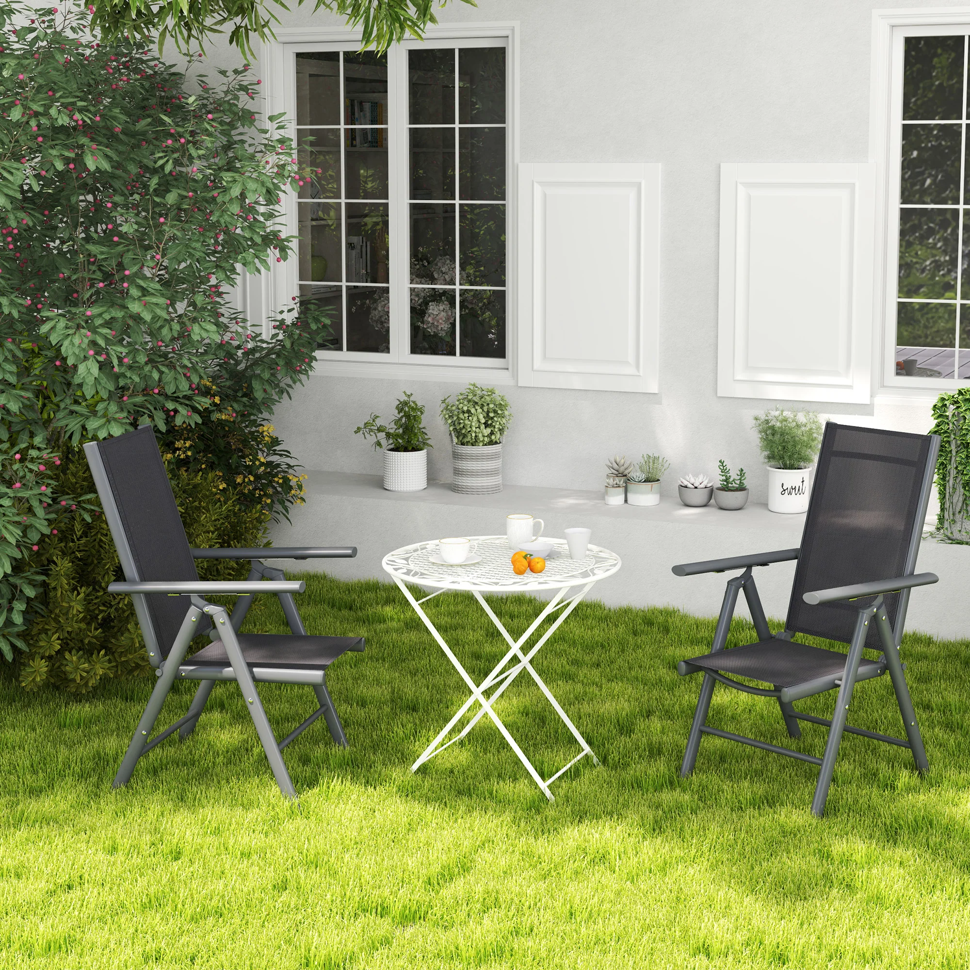 Outsunny 2PCS Folding Chair w/ Breathable Mesh Back and Seat, Light Grey - Image 17