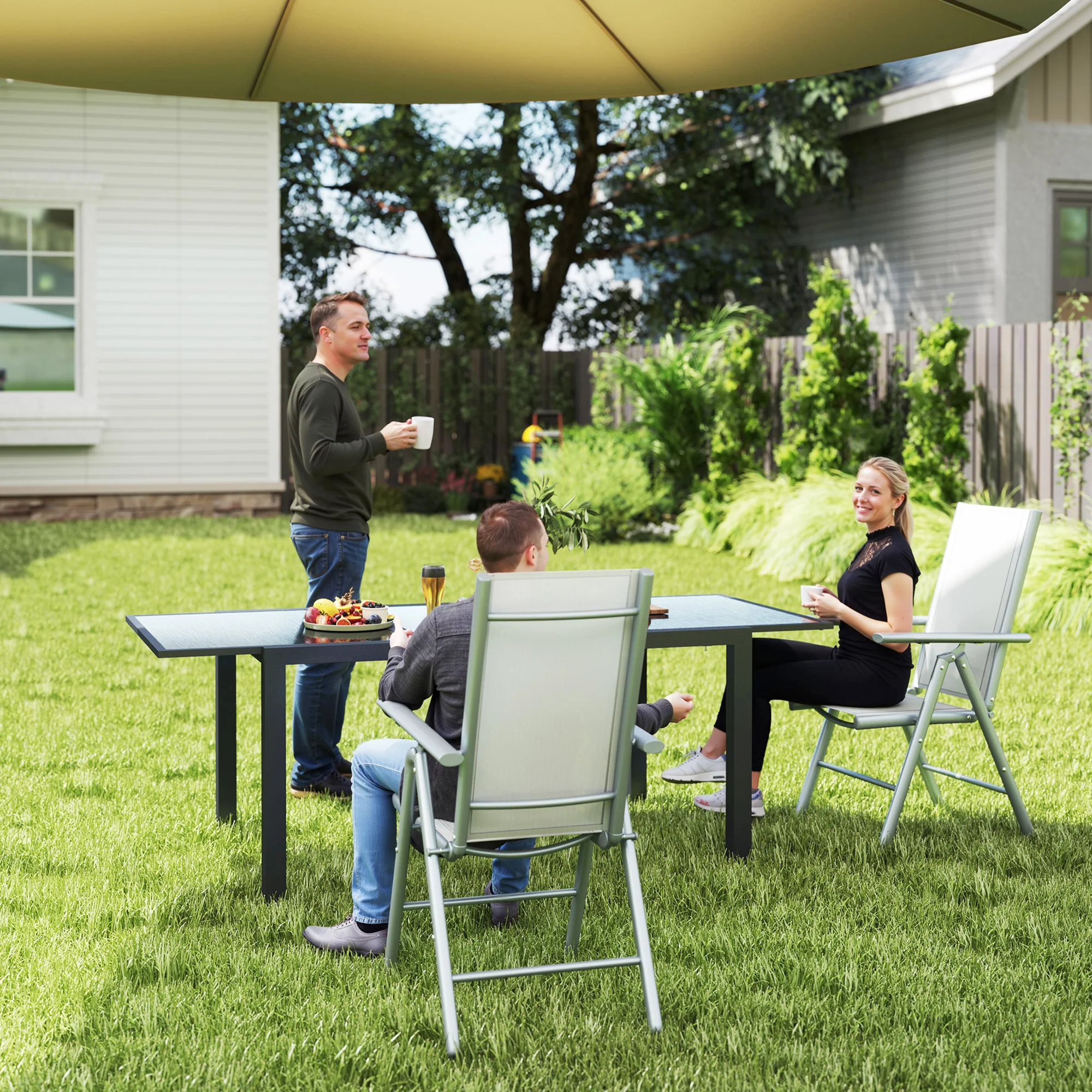 Outsunny 2PCS Folding Chair w/ Breathable Mesh Back and Seat, Light Grey - Image 20