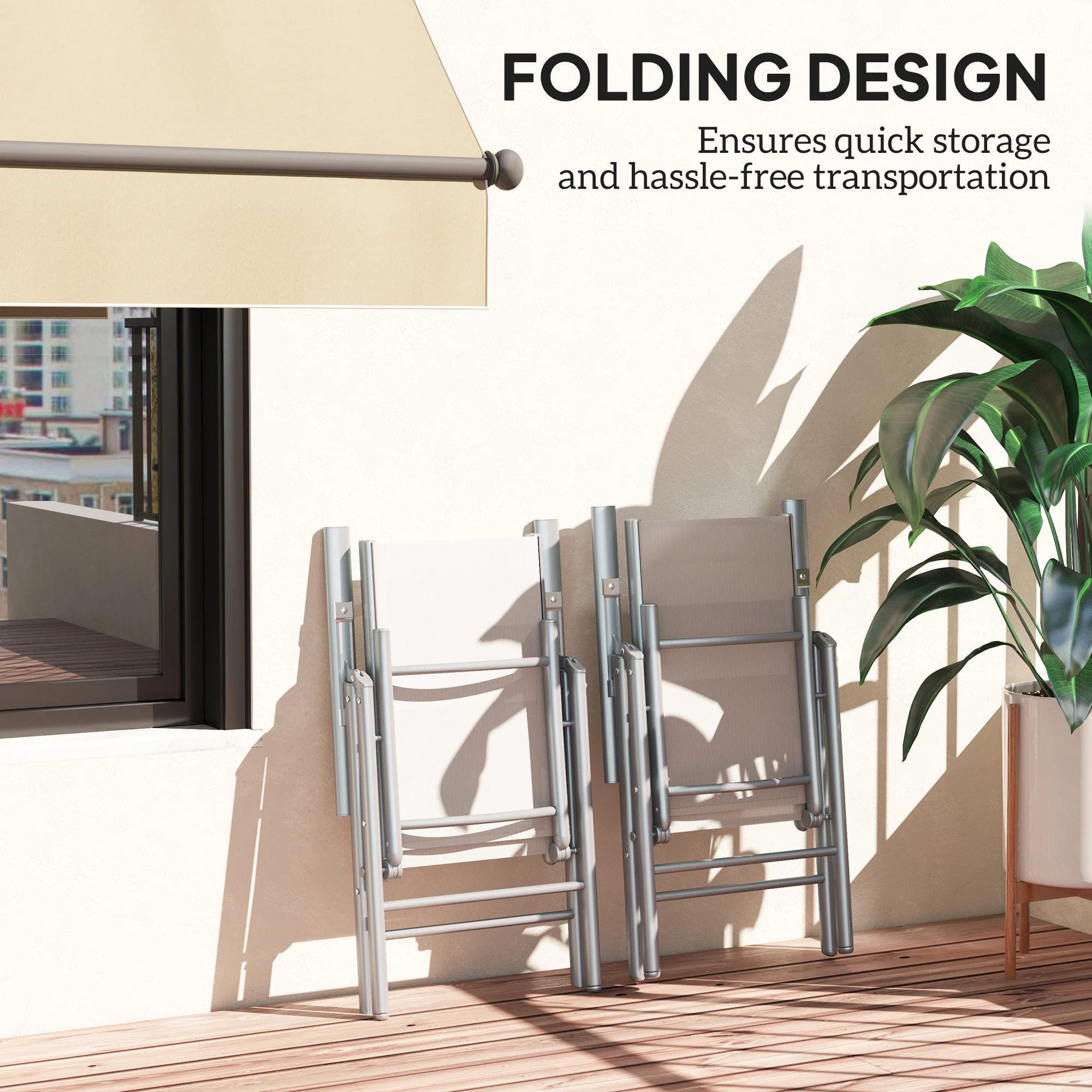 Outsunny 2PCS Folding Chair w/ Breathable Mesh Back and Seat, Light Grey - Image 24