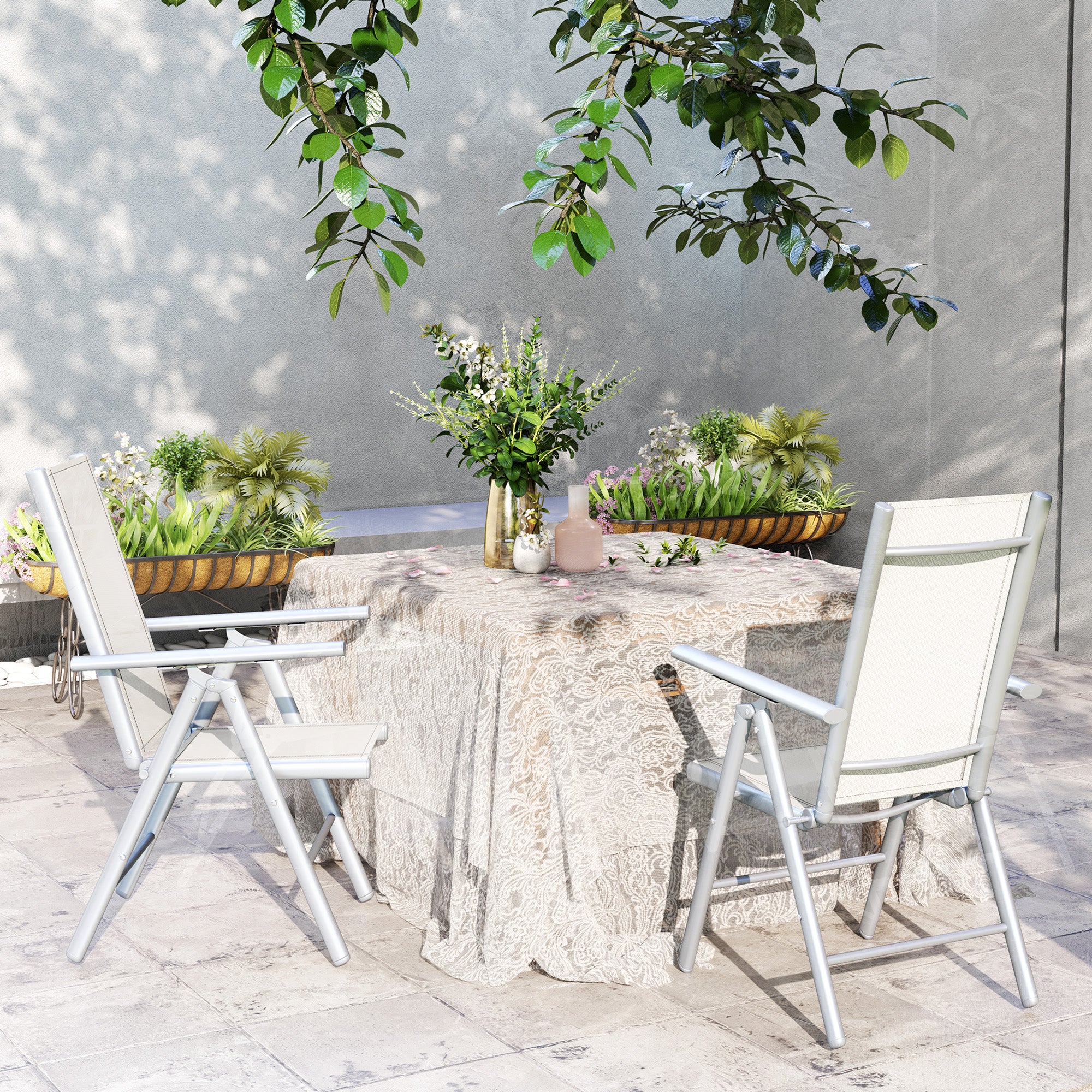 Outsunny 2PCS Folding Chair w/ Breathable Mesh Back and Seat, Light Grey - Image 27