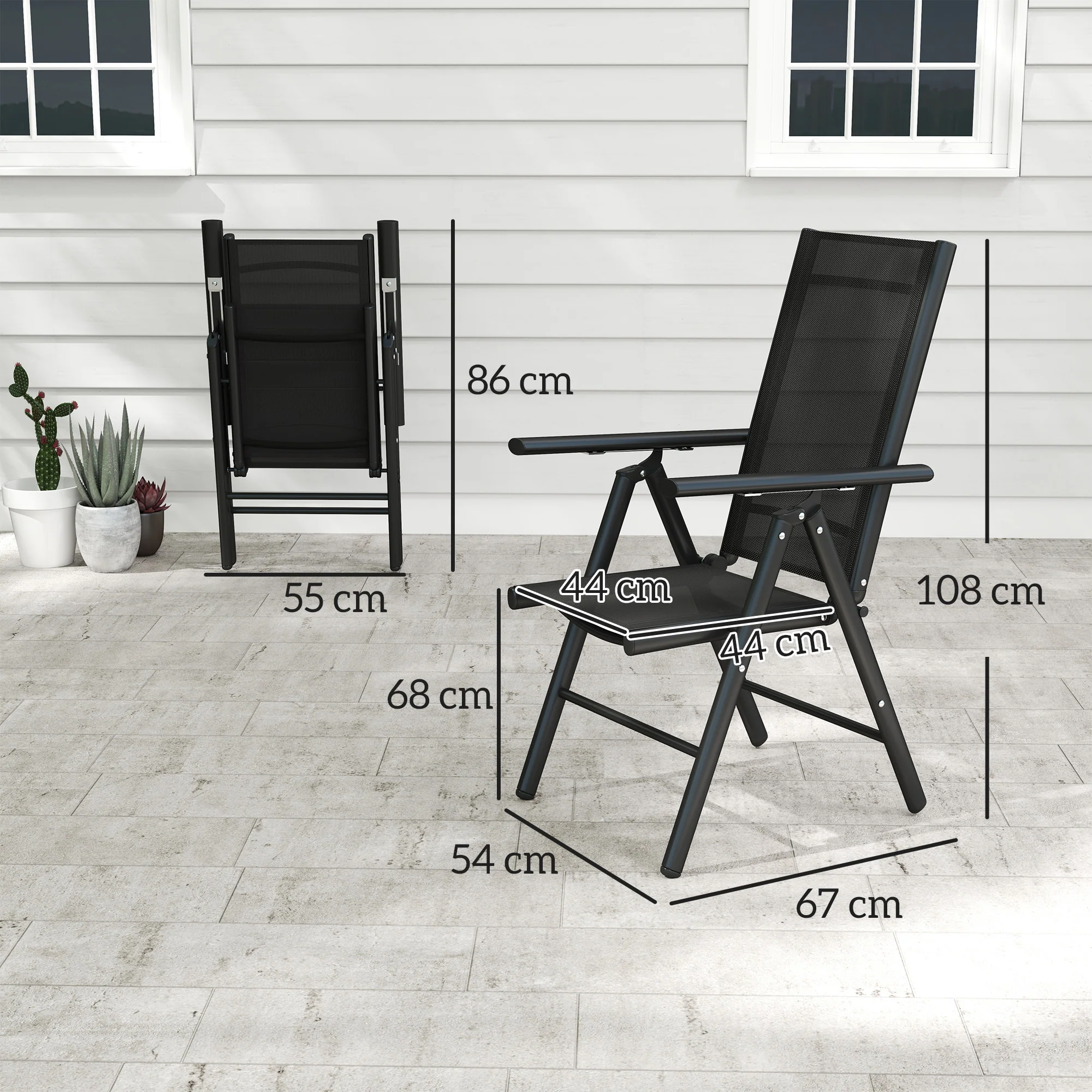 Outsunny 2PCS Folding Chair w/ Breathable Mesh Back and Seat, Light Grey - Image 5