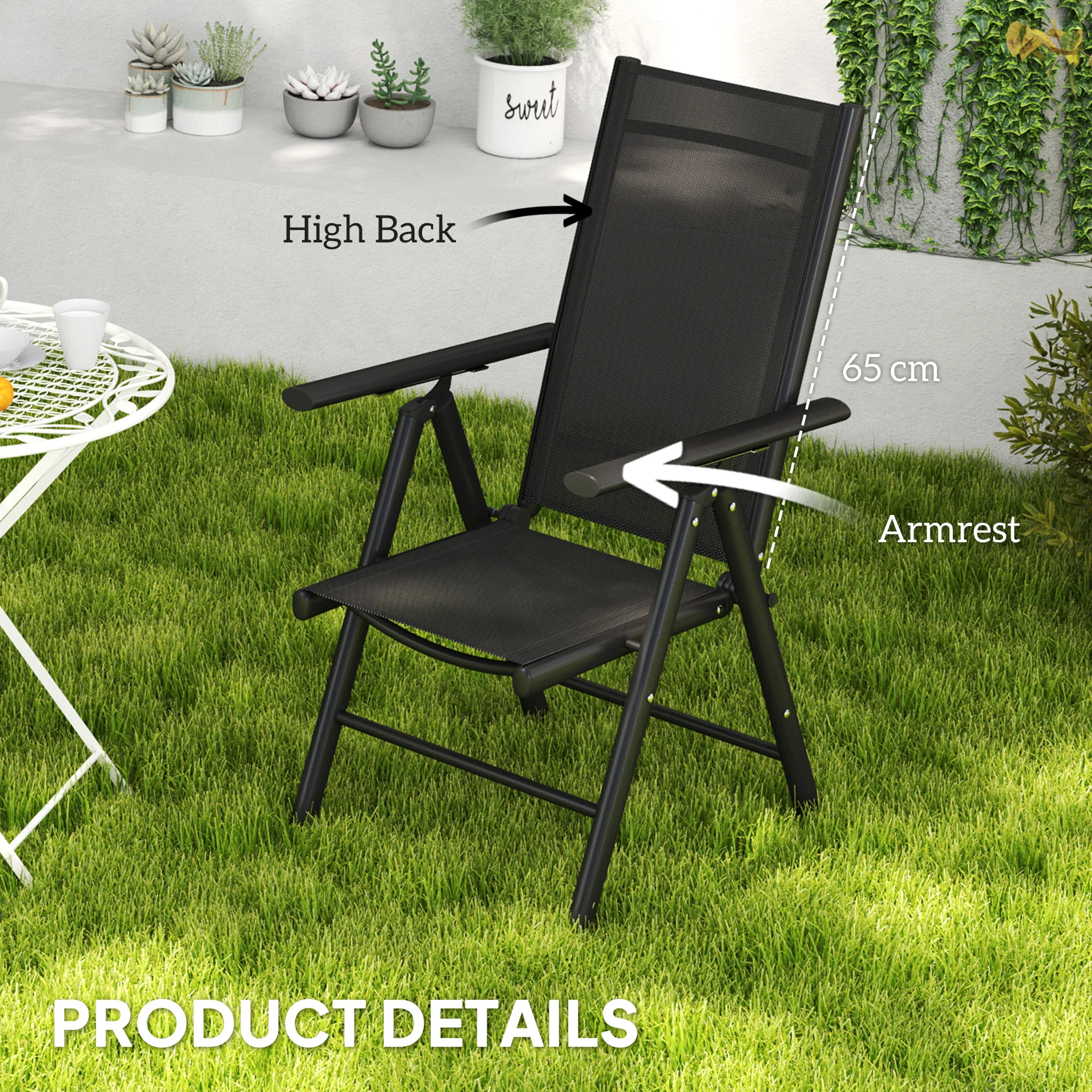 Outsunny 2PCS Folding Chair w/ Breathable Mesh Back and Seat, Light Grey - Image 7
