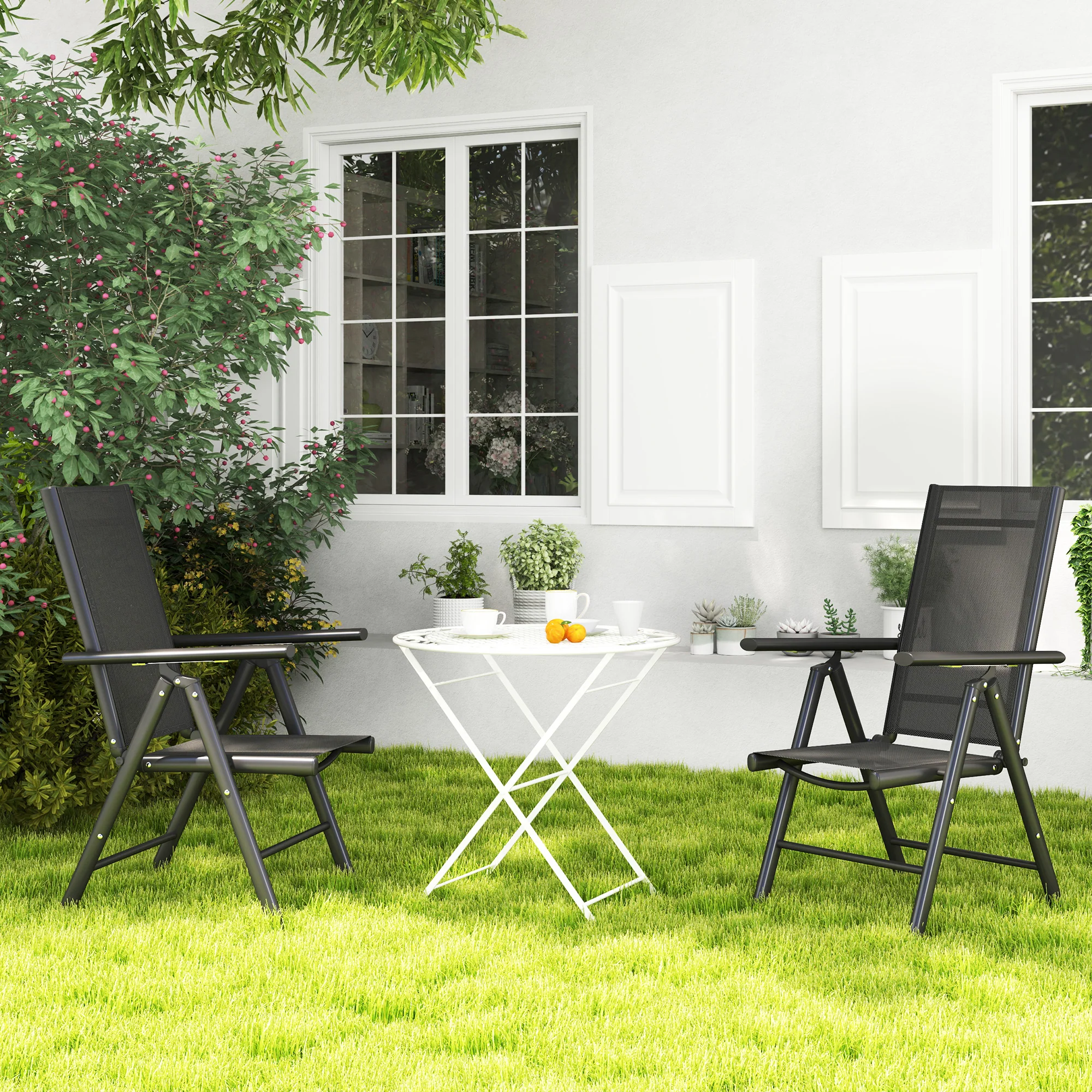 Outsunny 2PCS Folding Chair w/ Breathable Mesh Back and Seat, Light Grey - Image 8