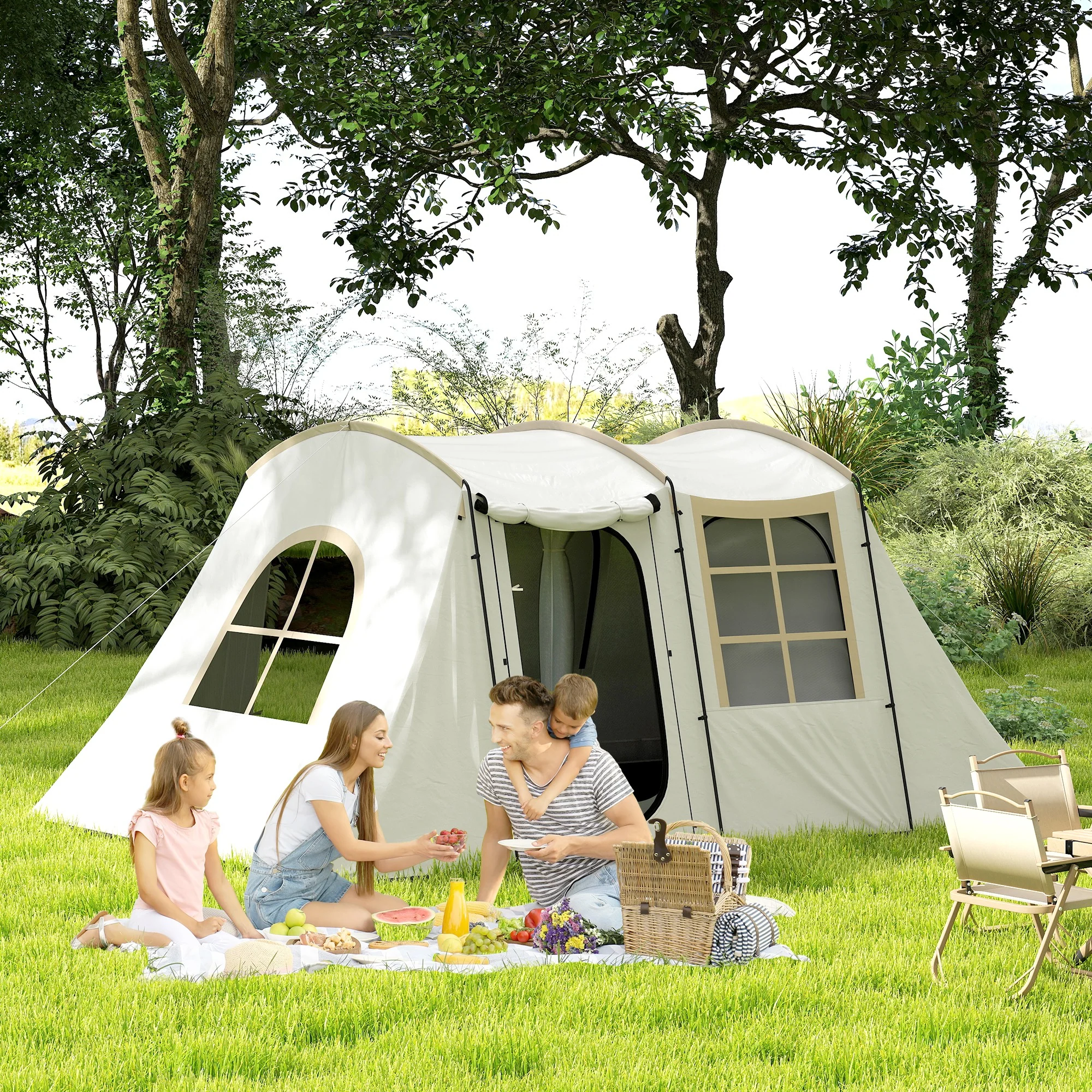 Outsunny 3-4 Man Tunnel Tent With Sewn In Floor, 3000mm Waterproof - Image 11