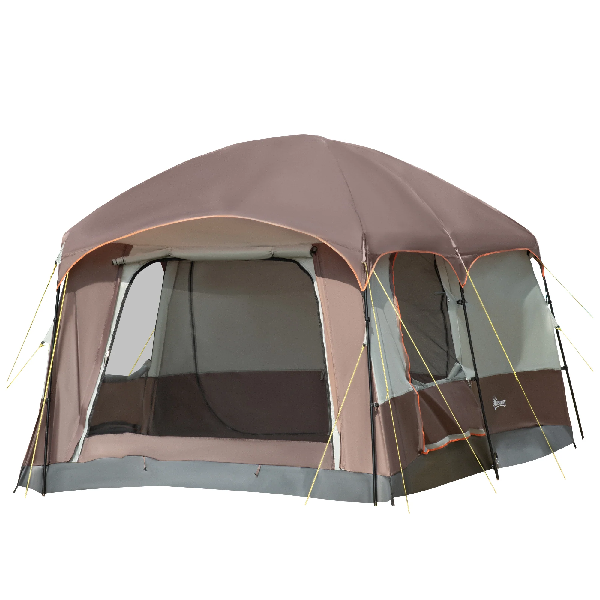 Outsunny 3-4 Man Two Room Camping Tent With Vestibule And Portable Carry Bag
