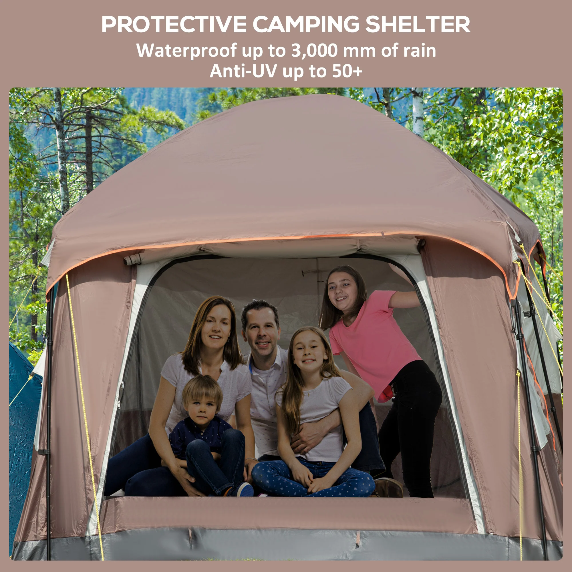 Outsunny 3-4 Man Two Room Camping Tent With Vestibule And Portable Carry Bag - Image 4