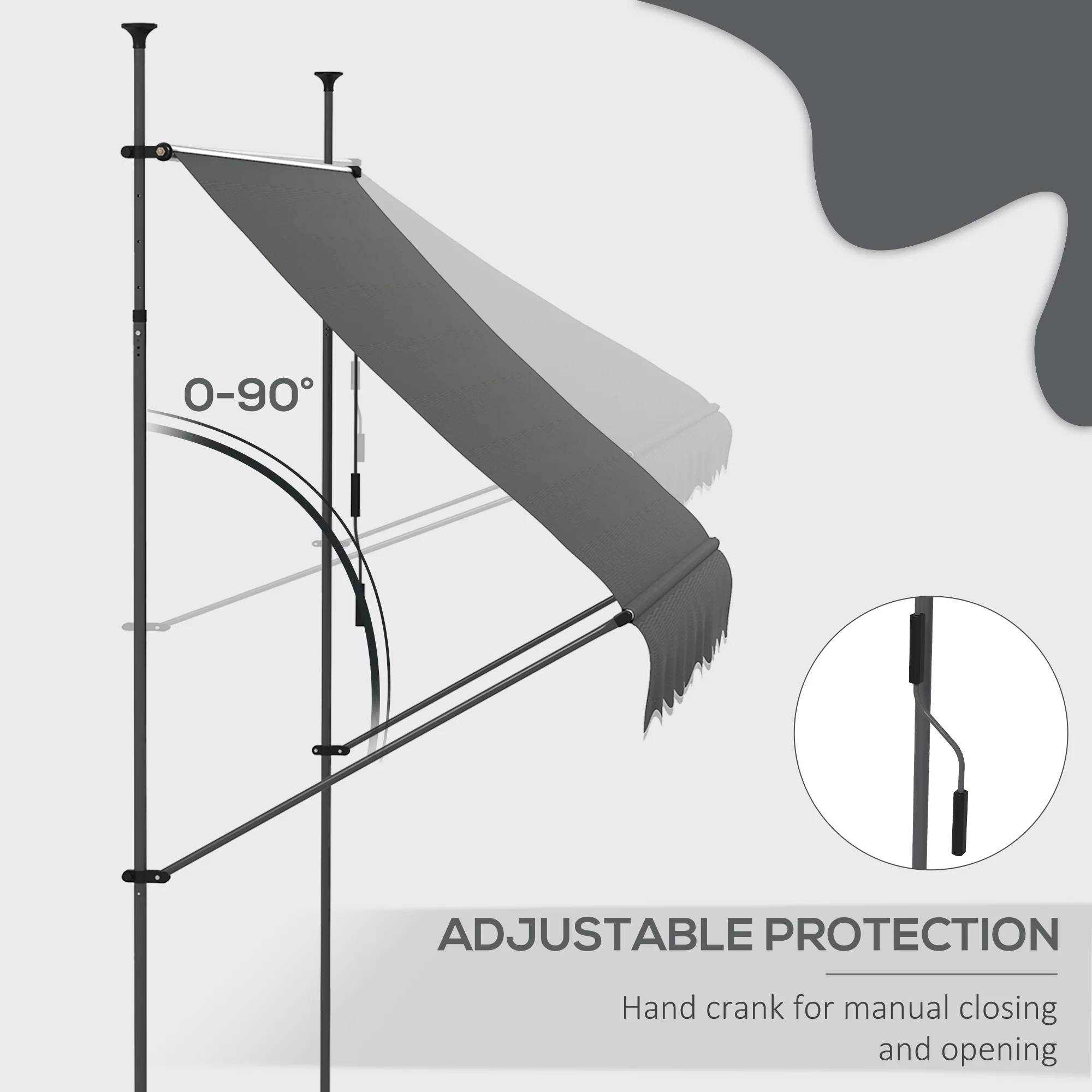 Outsunny Freestanding Retractable Awning, Non-Screw Garden Awning - Image 22