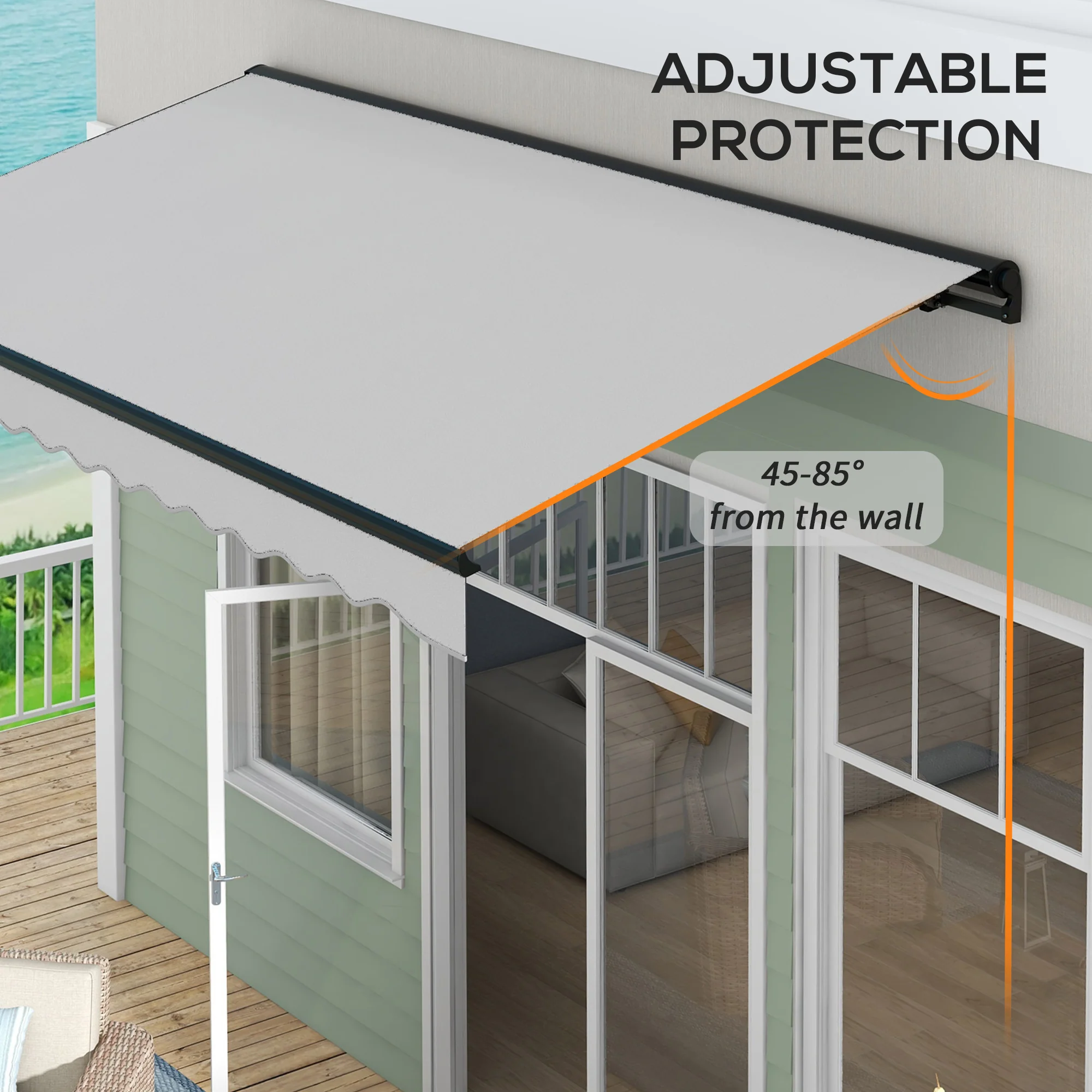Outsunny 3.5 x 2.5m Electric Retractable Awning, Aluminium Frame, Light Grey - Image 4