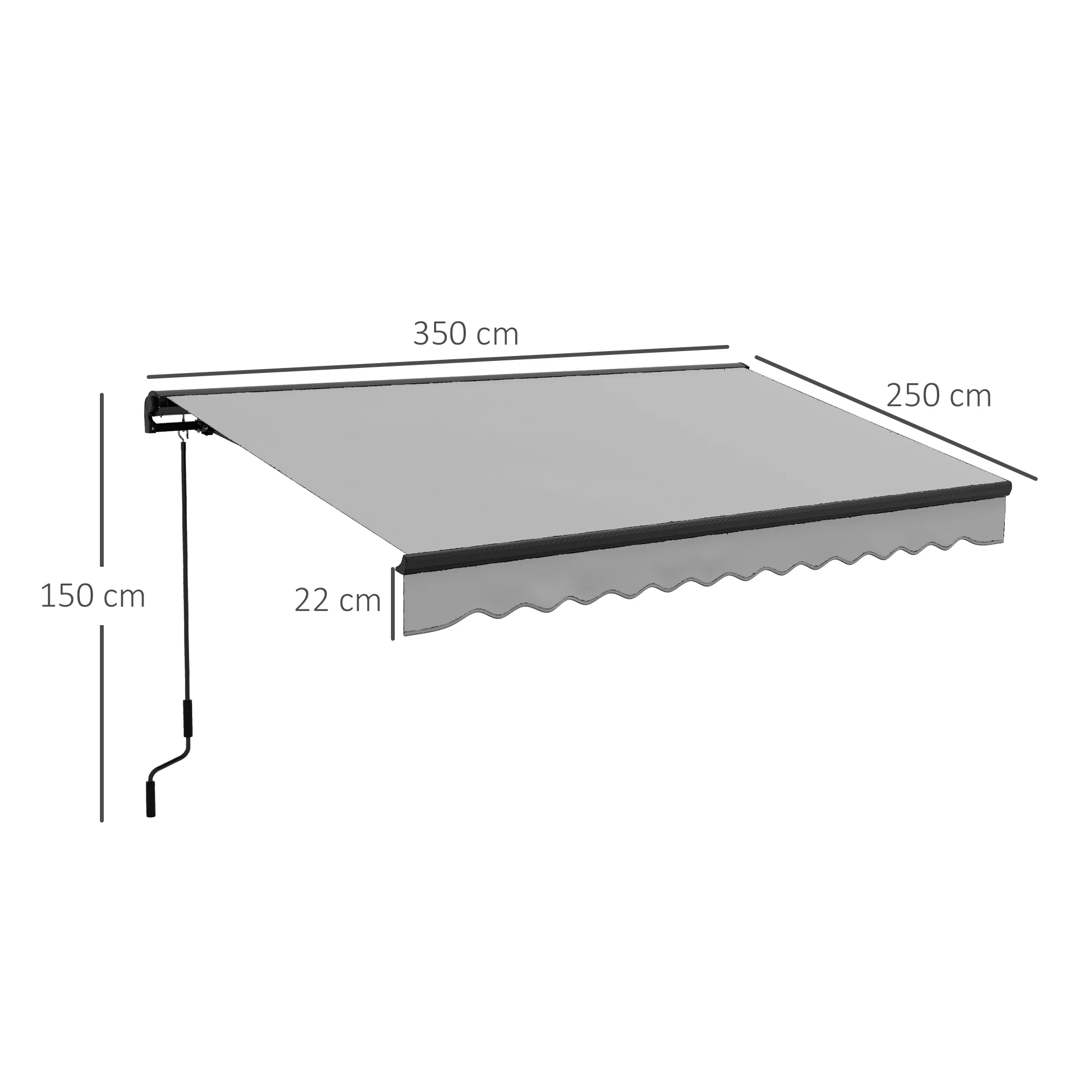 Outsunny 3.5 x 2.5m Electric Retractable Awning, Aluminium Frame, Light Grey - Image 5