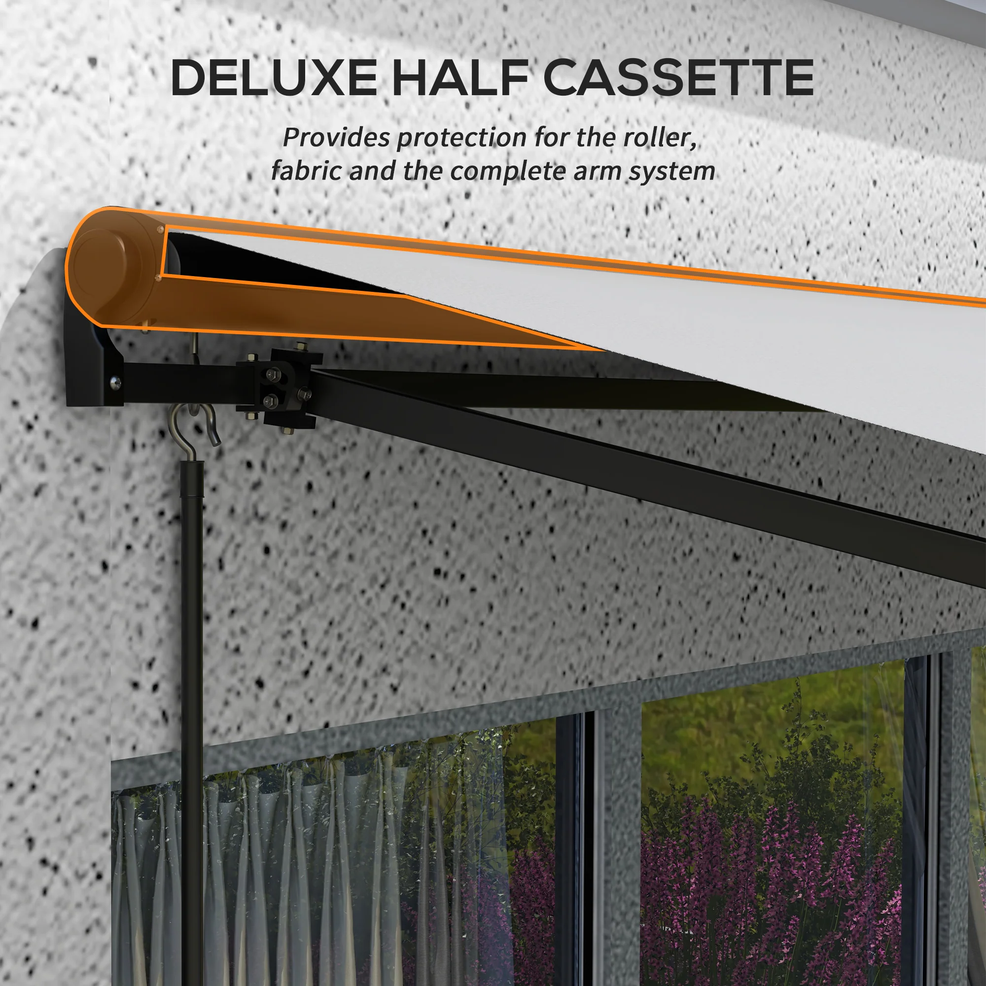 Outsunny 3.5 x 2.5m Electric Retractable Awning, Aluminium Frame, Light Grey - Image 7