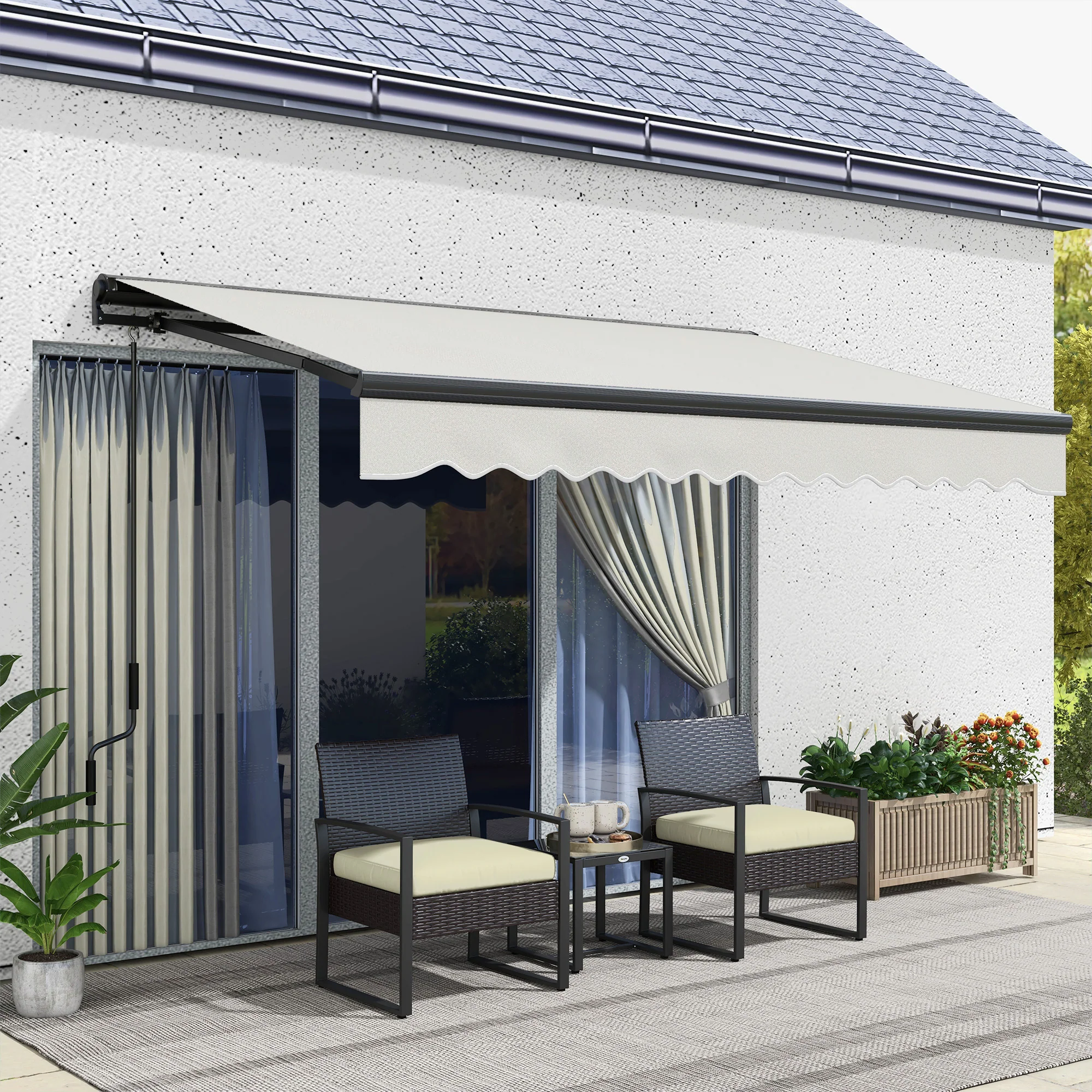 Outsunny 3.5 x 2.5m Electric Retractable Awning, Aluminium Frame, Light Grey - Image 9