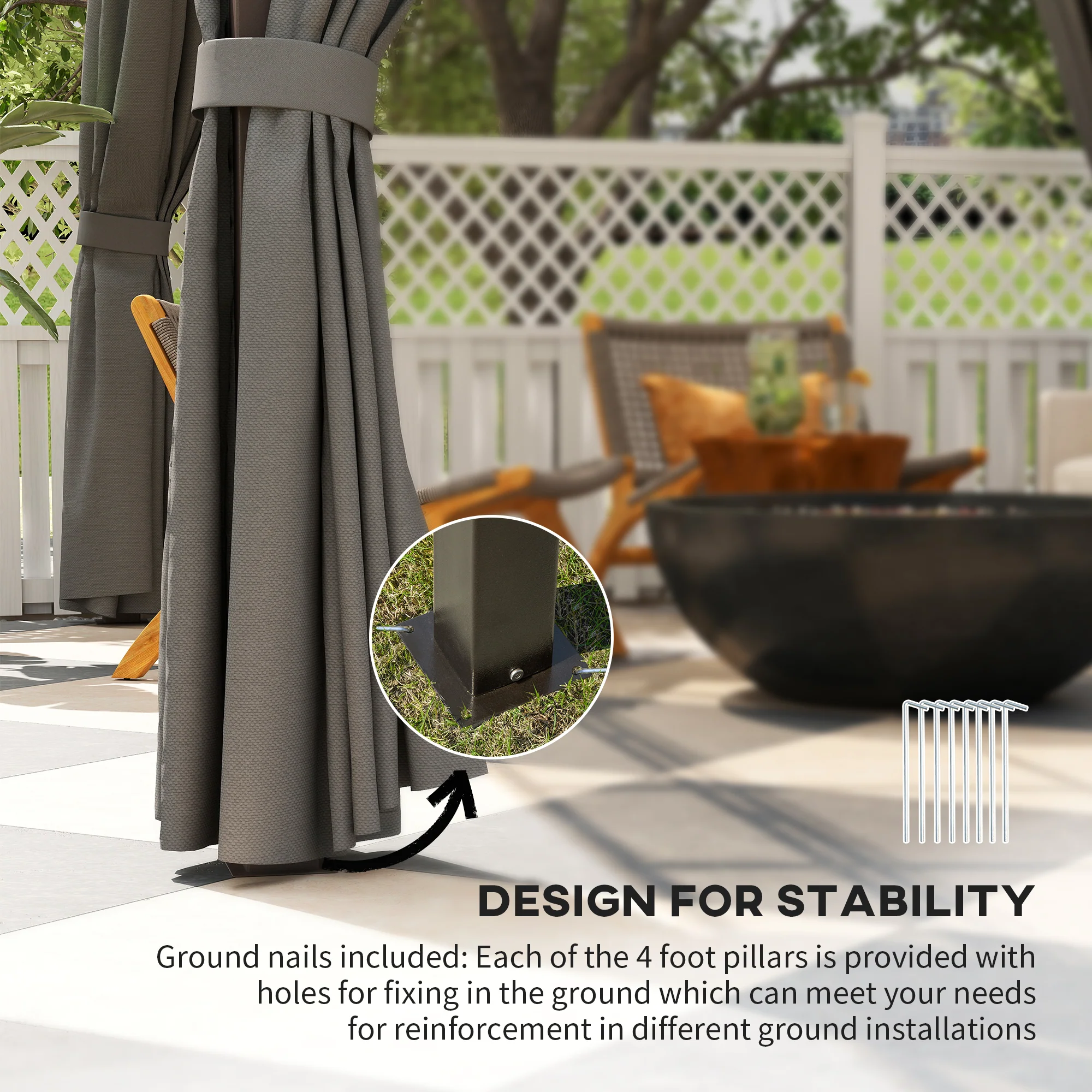 Outsunny 3.6x3(m) Hardtop Gazebo Garden Pavilion W/ Polycarbonate Roof, Grey - Image 7