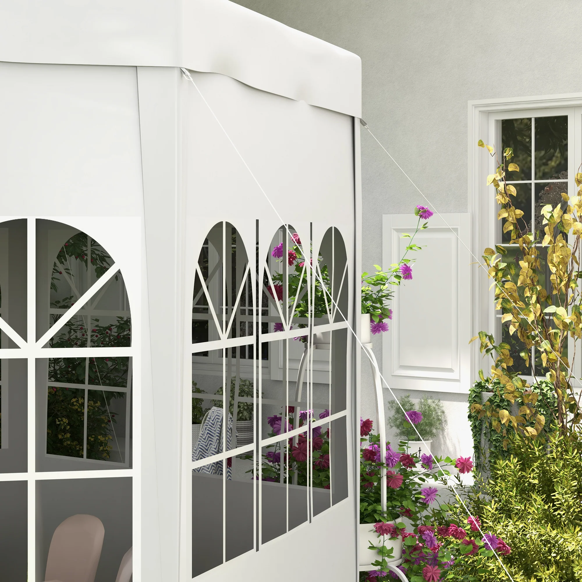 Outsunny 3.9m Outdoor Gazebo Canopy Party Tent with 6 Removable Side Walls - Image 9