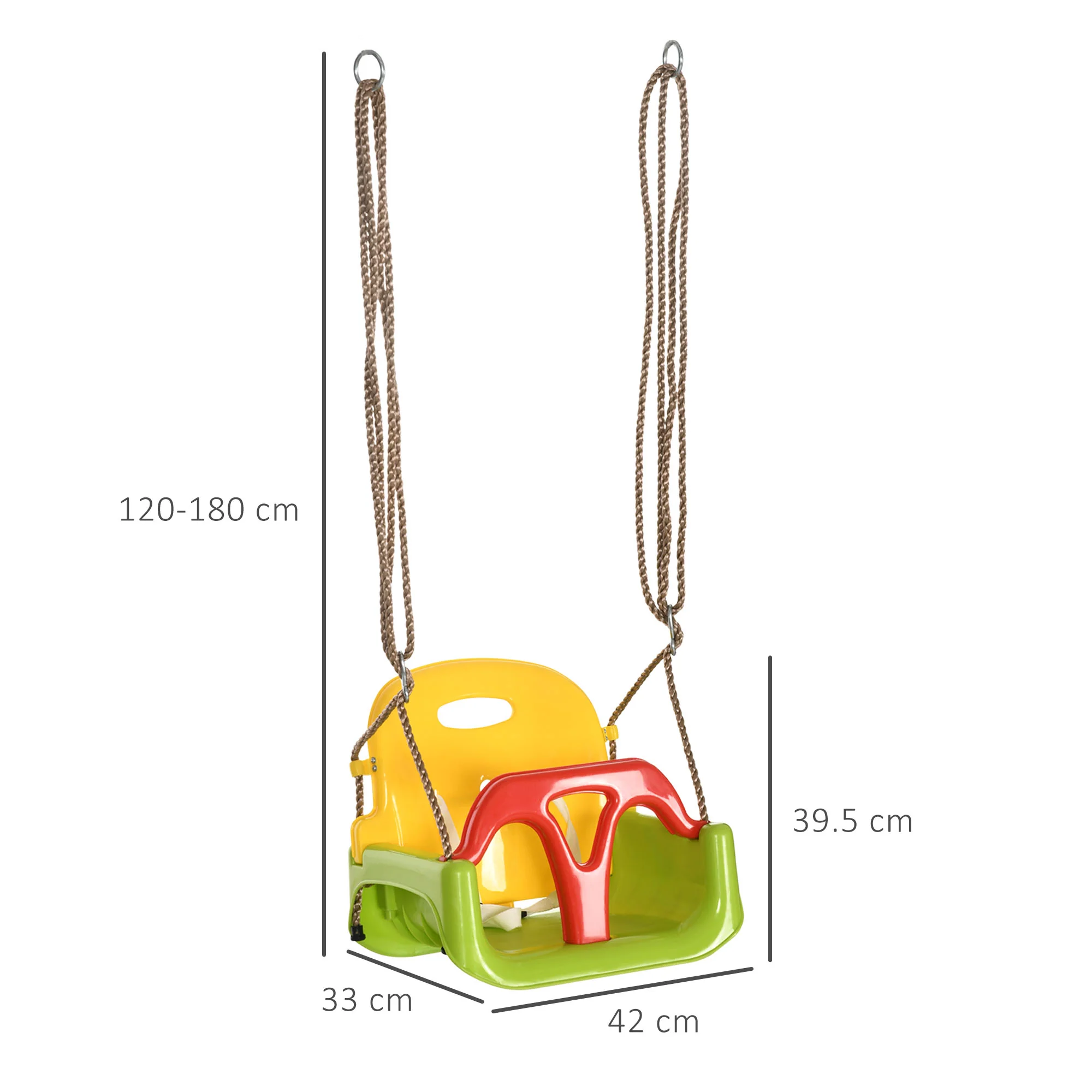 Outsunny 3 in 1 Kids Swing Seat, Adjustable Toddler Swing Chair, Green - Image 5