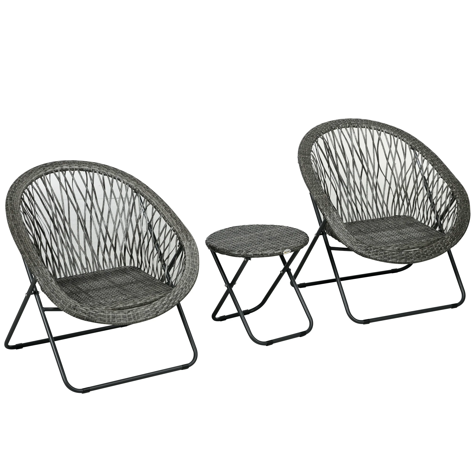 Outsunny 3 Piece Garden Furniture Set, PE Rattan Bistro Sets for 2 for Garden
