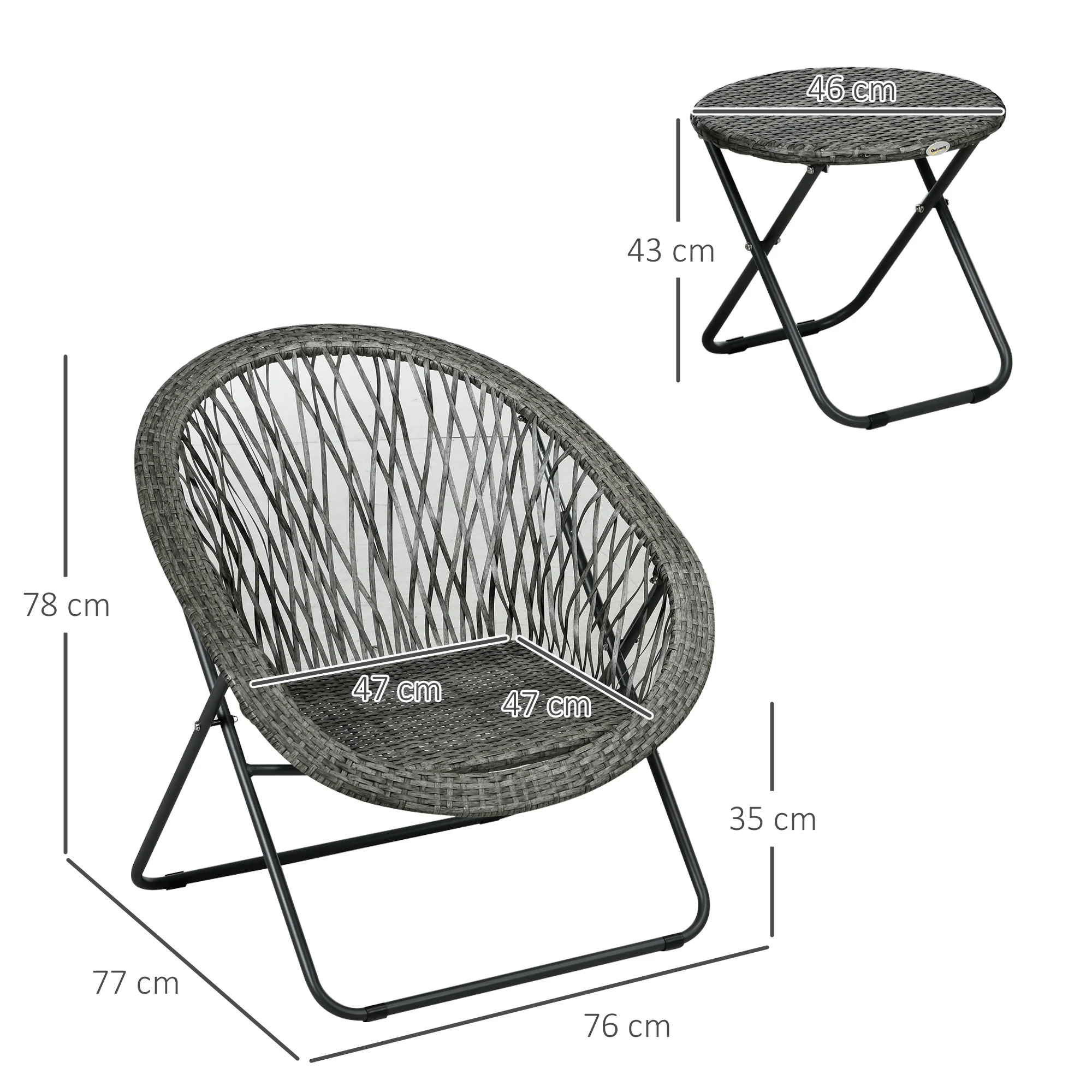 Outsunny 3 Piece Garden Furniture Set, PE Rattan Bistro Sets for 2 for Garden - Image 5