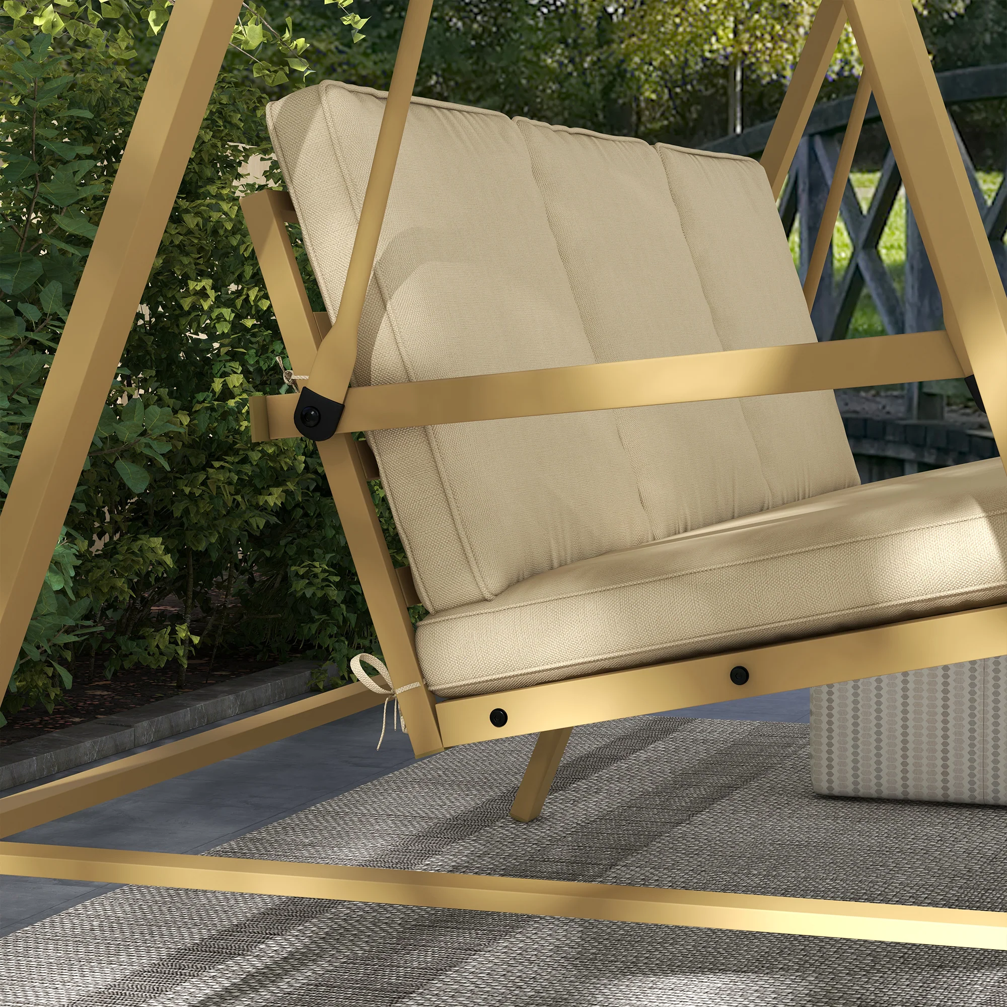 Outsunny 3 Seater Garden Swing Chair with Adjustable Canopy and Cushions - Image 9