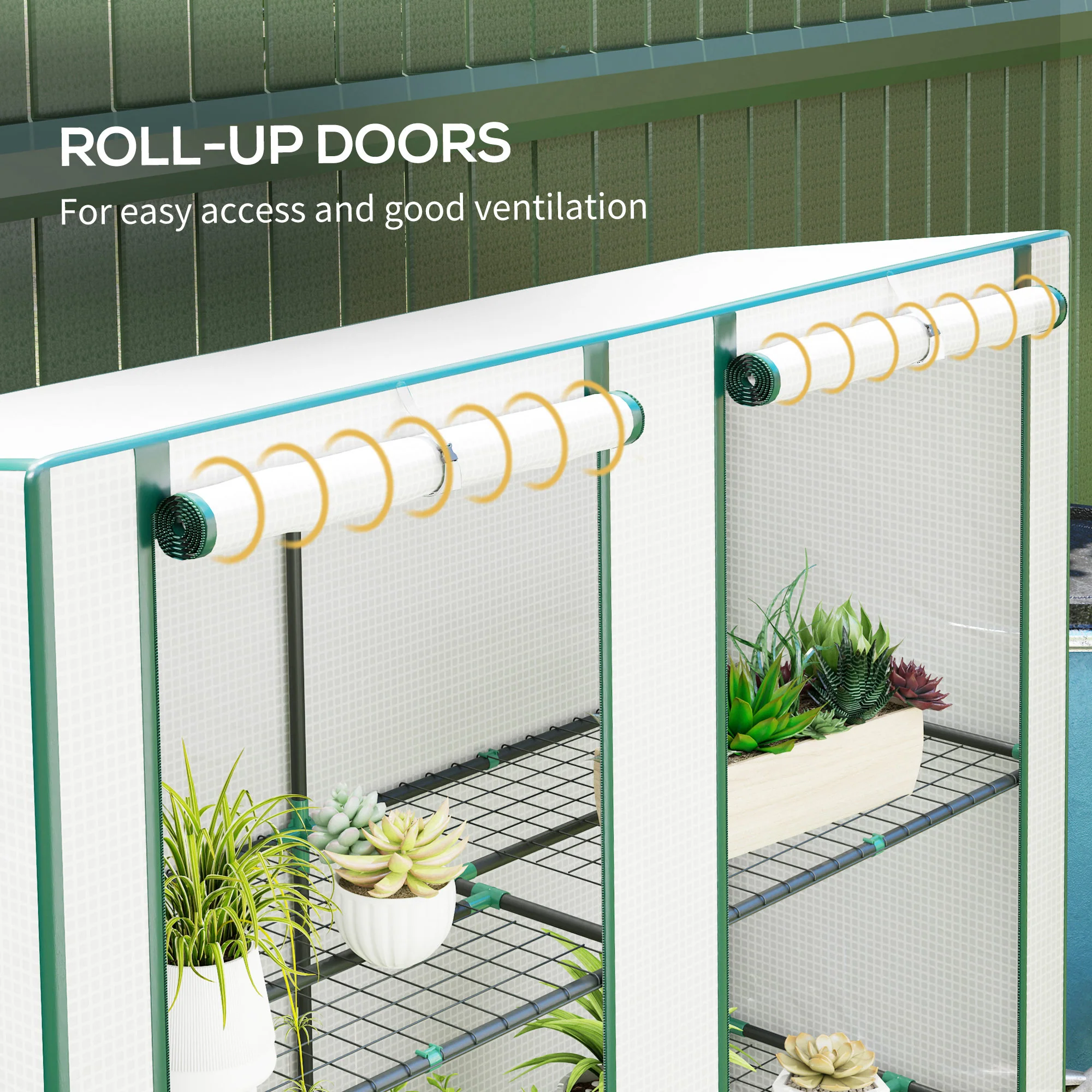 Outsunny 3 Tier Lean-to Mini Greenhouse With Hemmed Edging, White - Image 6