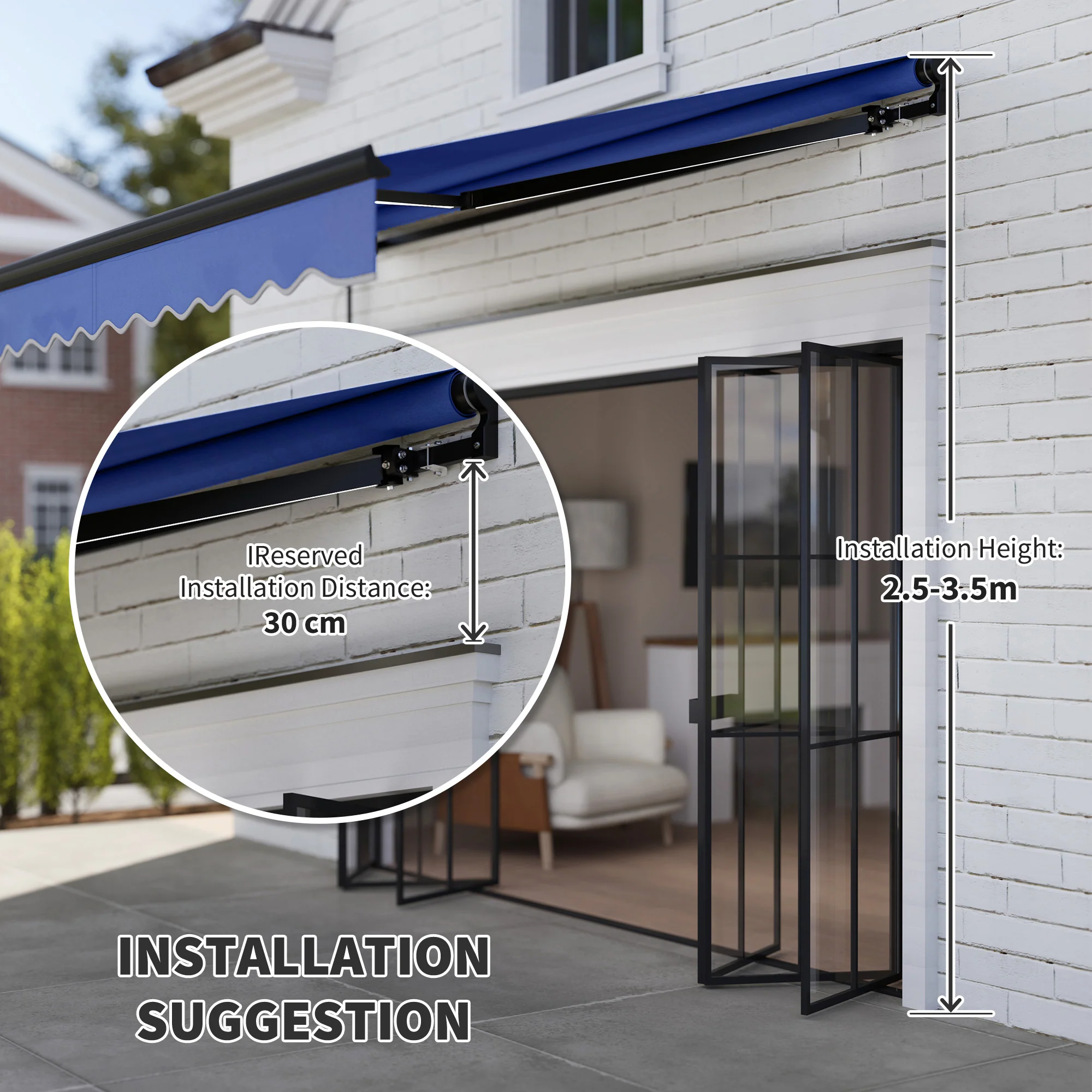 Outsunny 3 X 2.5m Electric Awning With LED Light And Remote Controller - Image 8