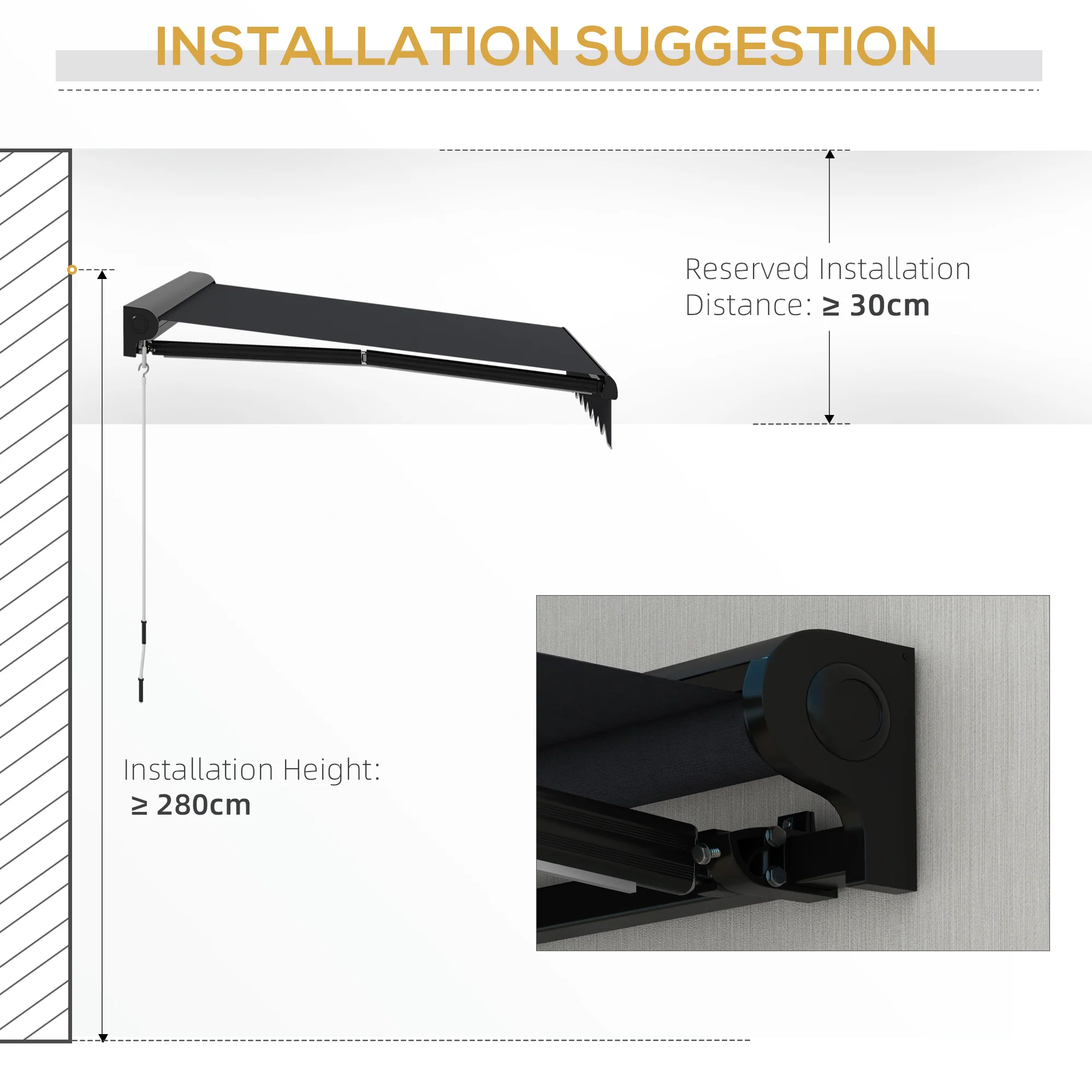 Outsunny 3 x 2.5m Electric Awning with LED Light, Sun Canopies for Patio - Image 8
