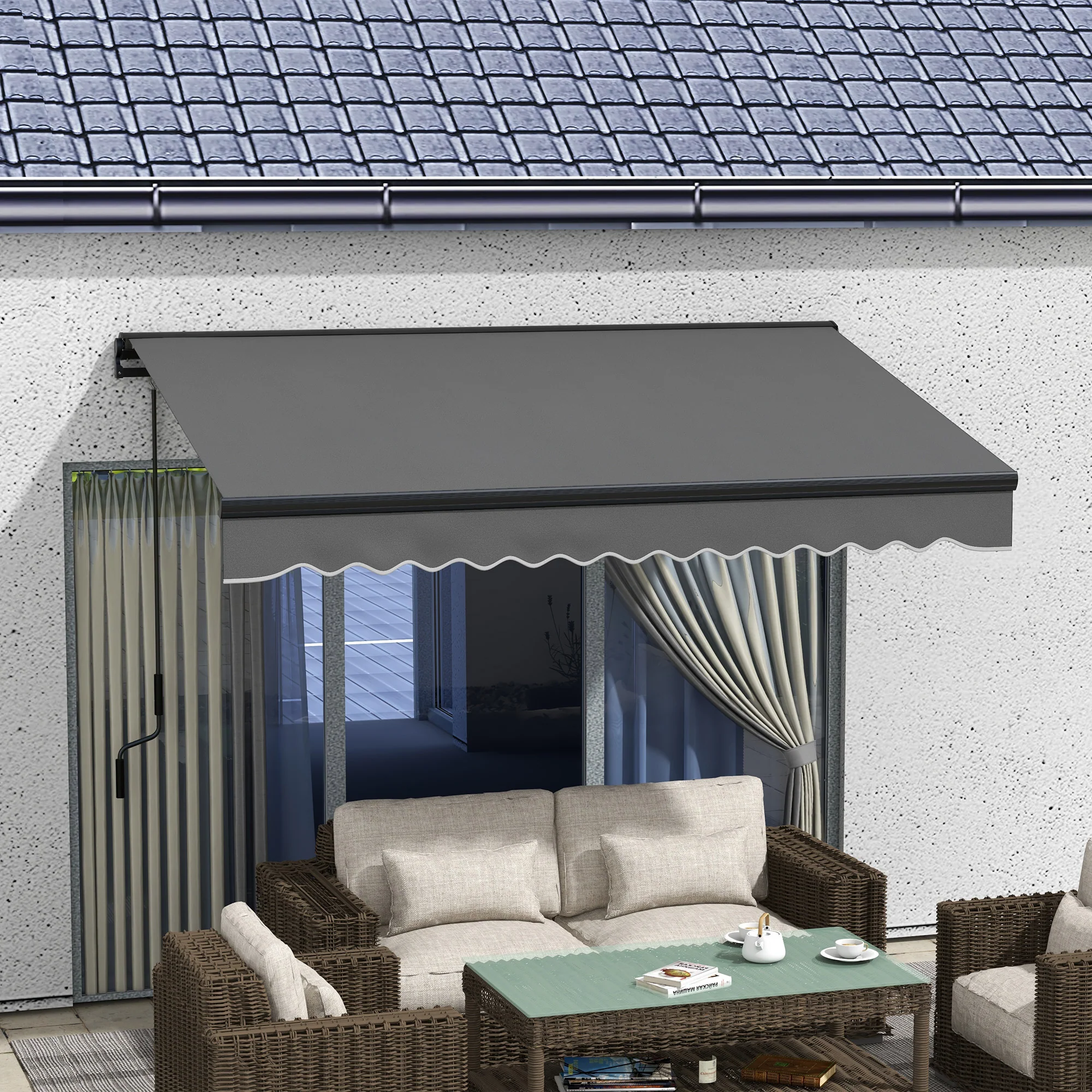 Outsunny 3 X 2m Electric Retractable Awning, Aluminium Frame - Grey - Image 11