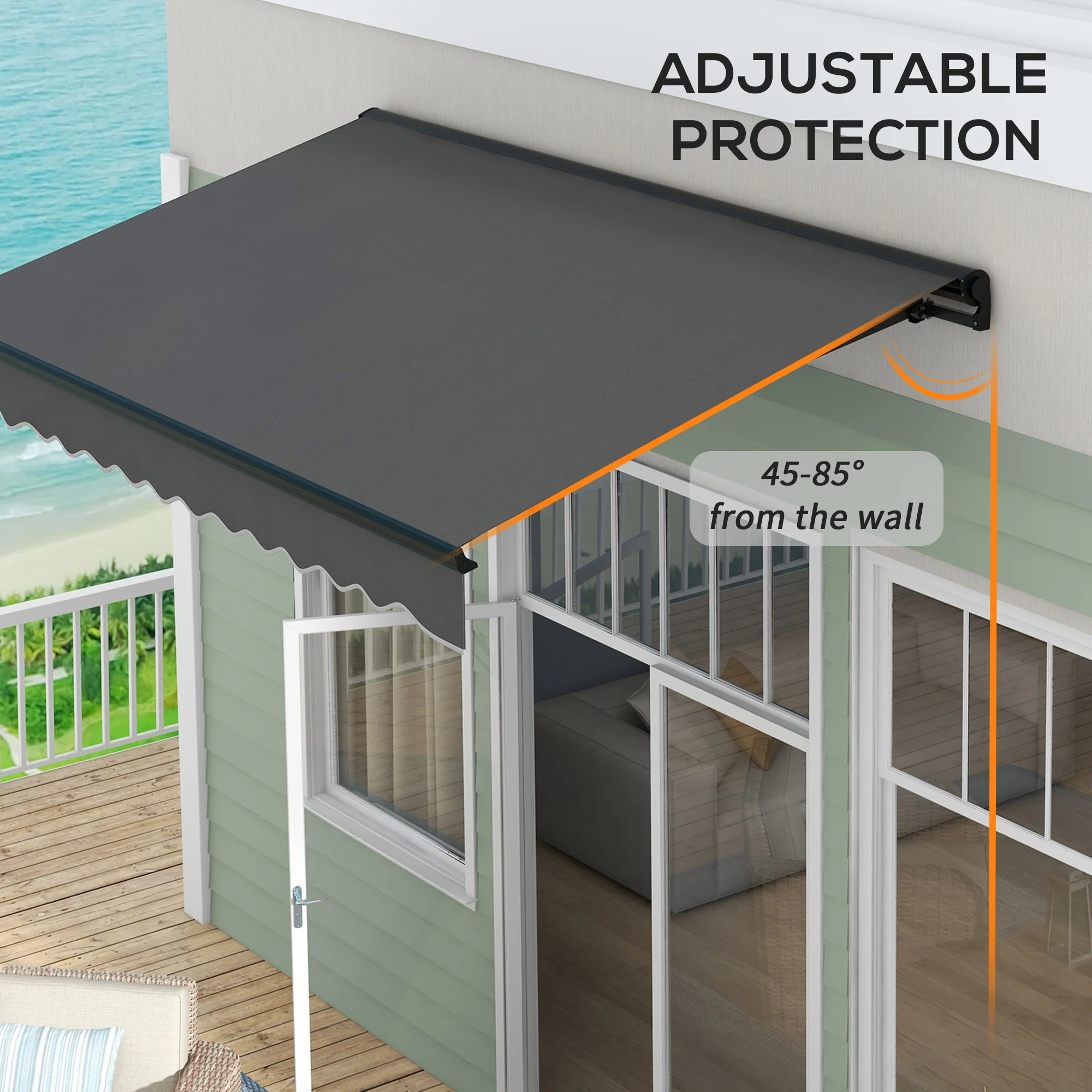 Outsunny 3 X 2m Electric Retractable Awning, Aluminium Frame - Grey - Image 13
