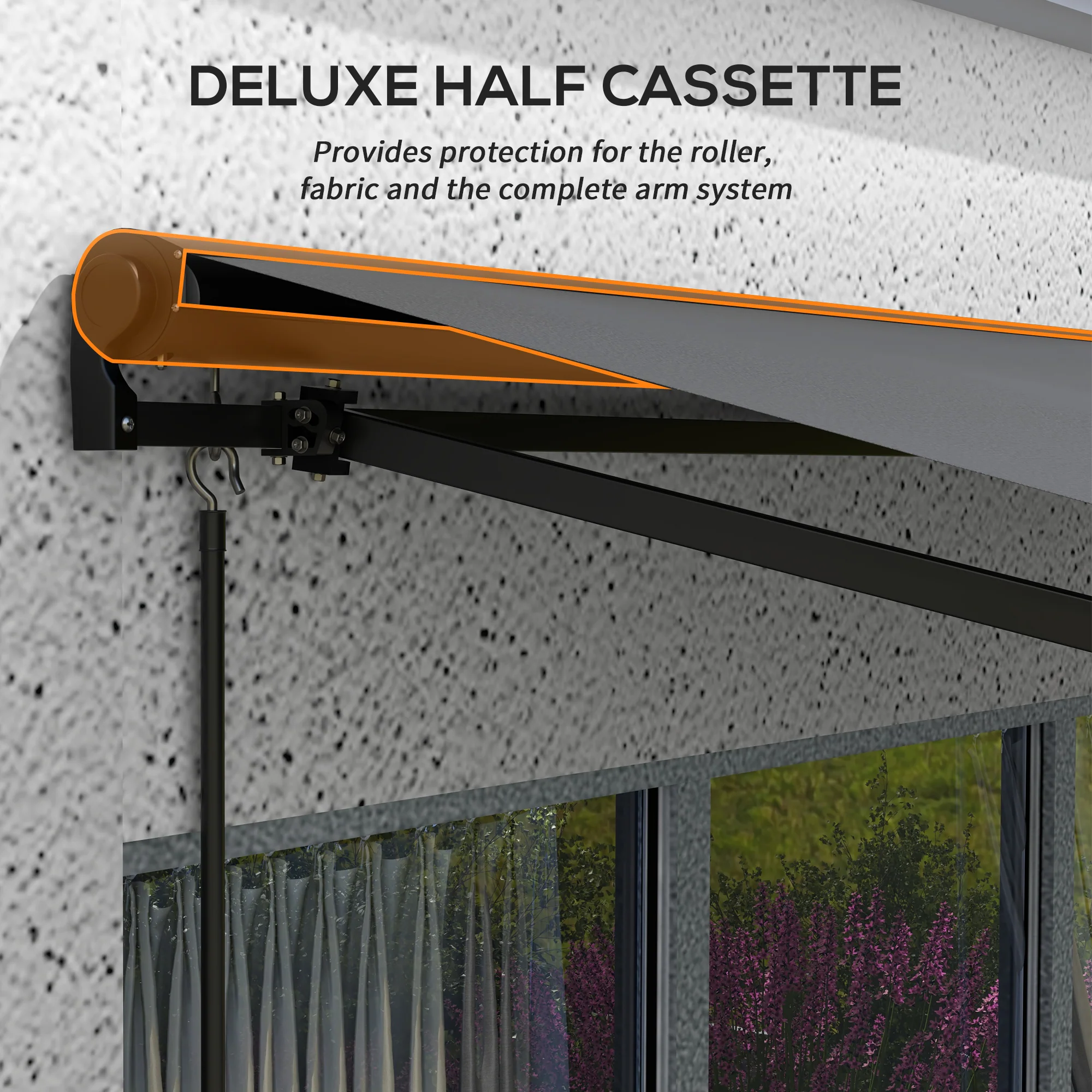 Outsunny 3 X 2m Electric Retractable Awning, Aluminium Frame - Grey - Image 15