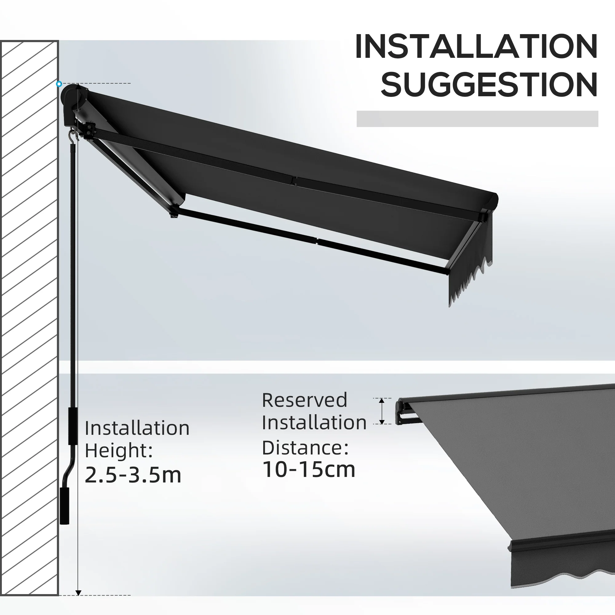 Outsunny 3 X 2m Electric Retractable Awning, Aluminium Frame - Grey - Image 16