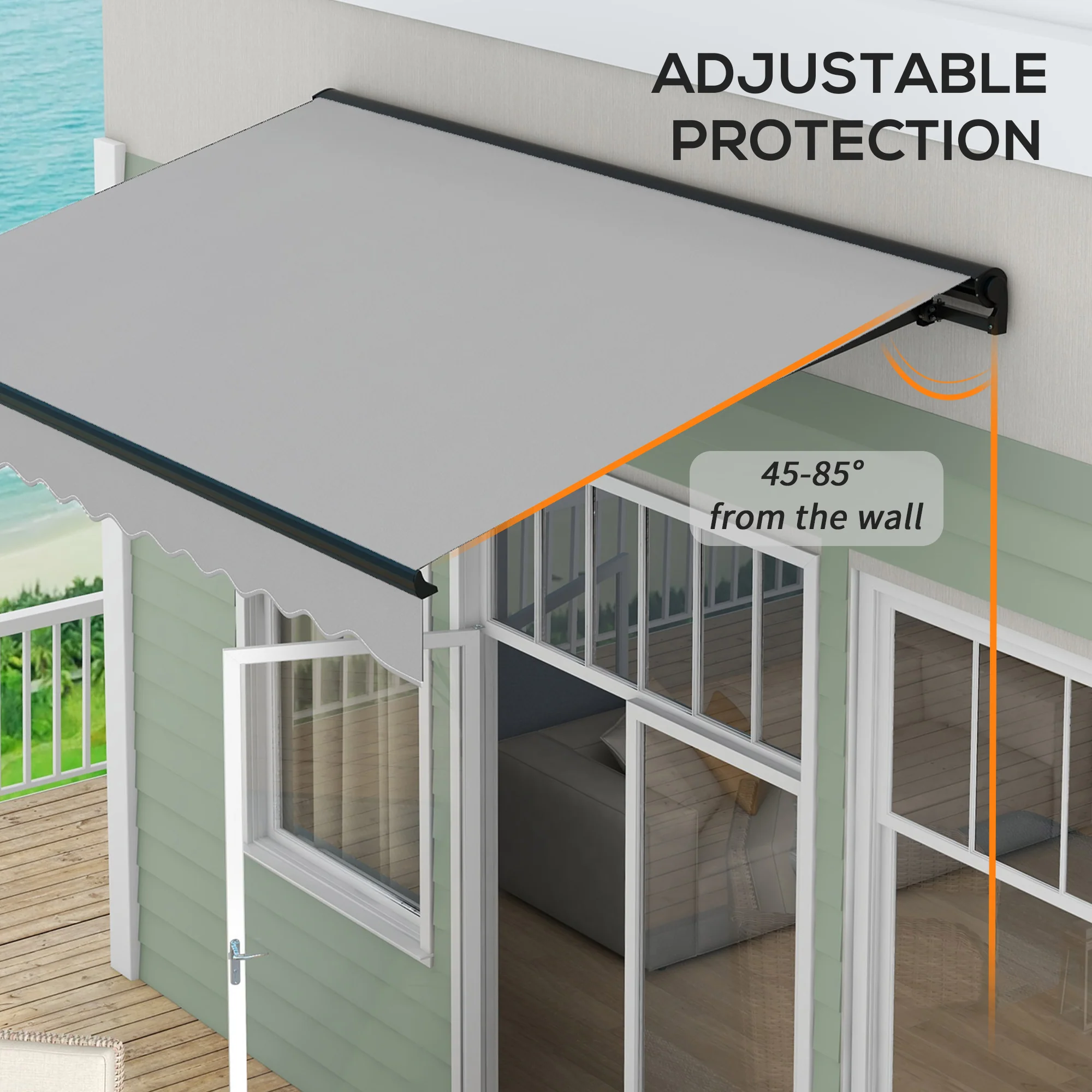 Outsunny 3 X 2m Electric Retractable Awning, Aluminium Frame - Grey - Image 4