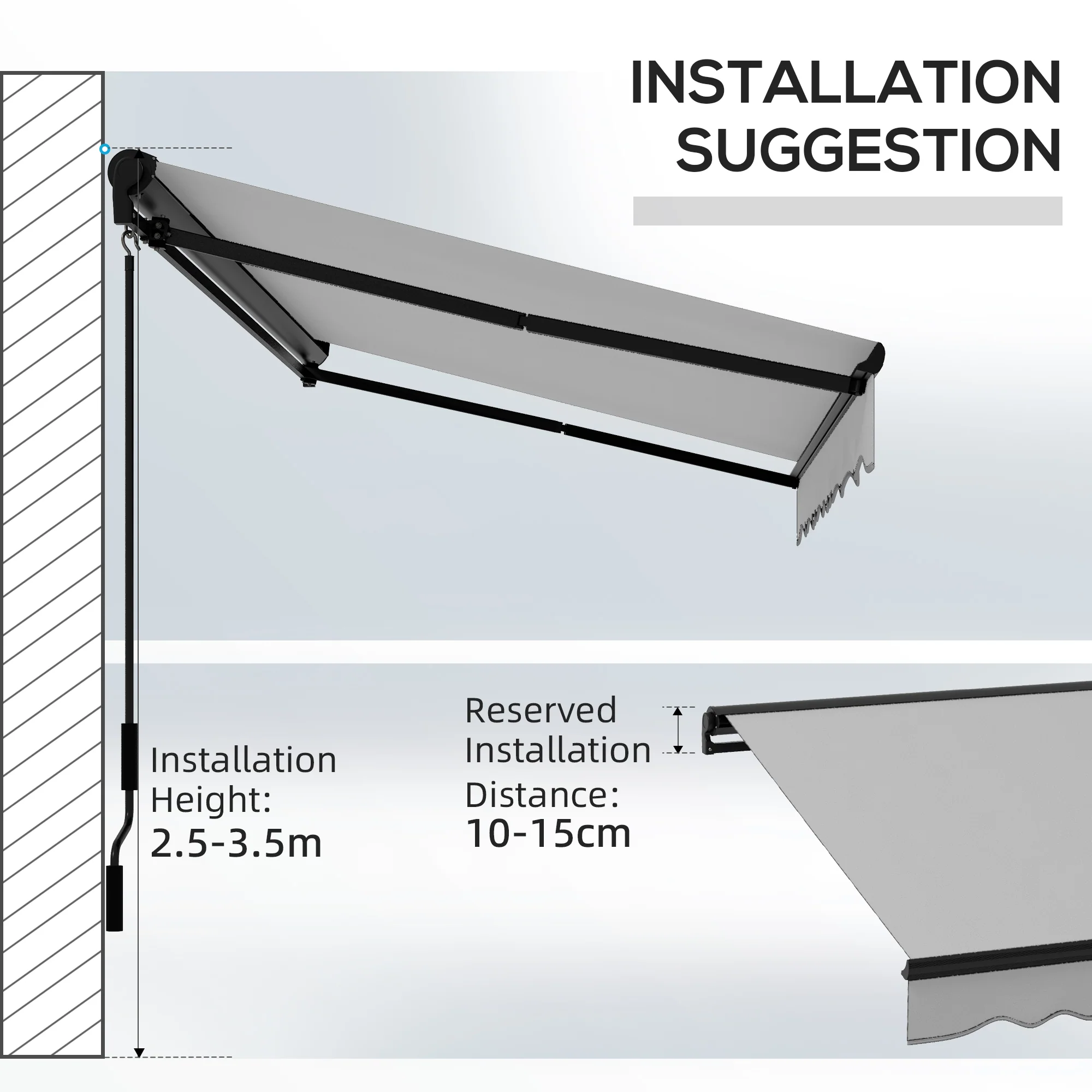 Outsunny 3 X 2m Electric Retractable Awning, Aluminium Frame - Grey - Image 8