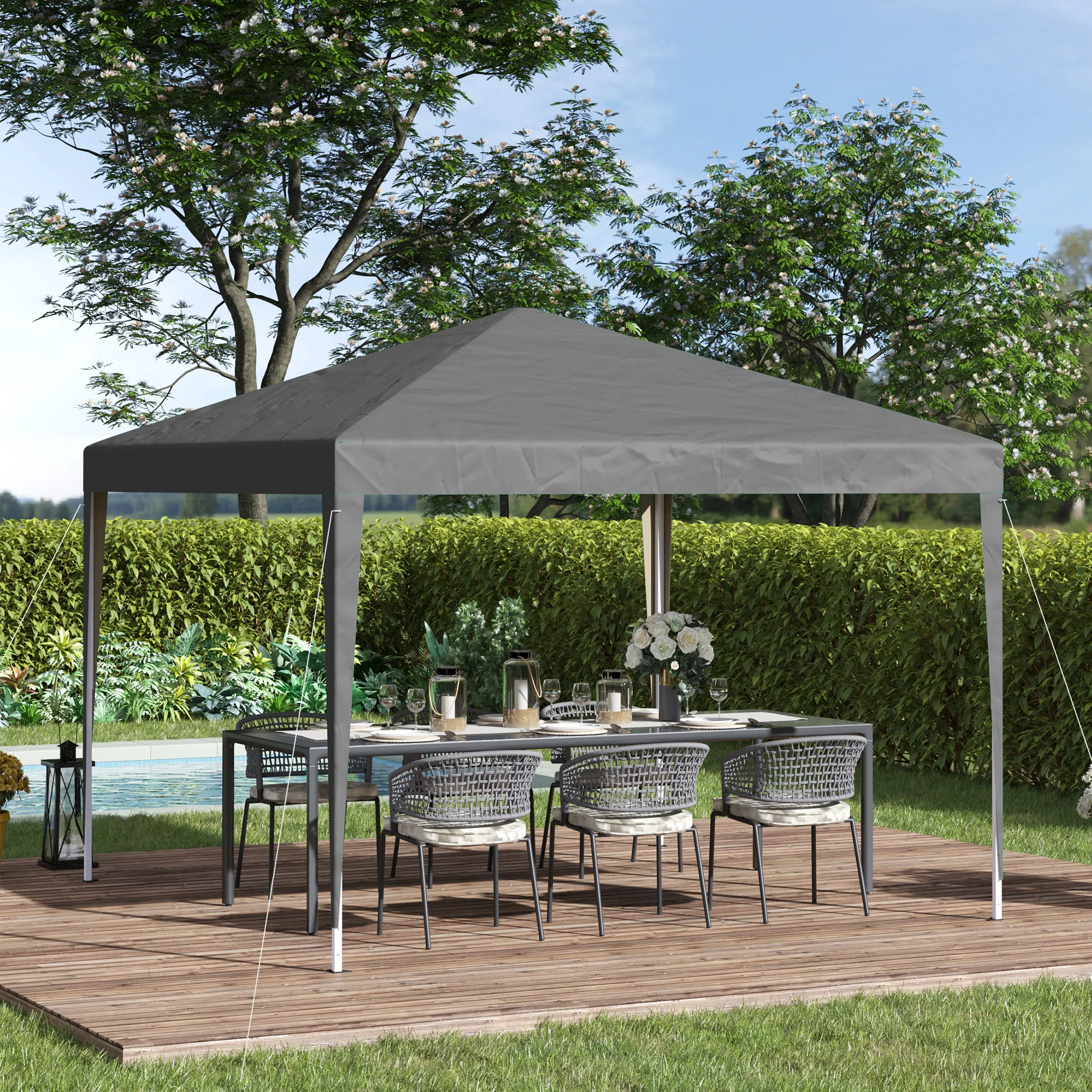 Outsunny 3 x 3 m Garden Pop Up Gazebo Marquee Party Tent Wedding Canopy Grey - Image 2