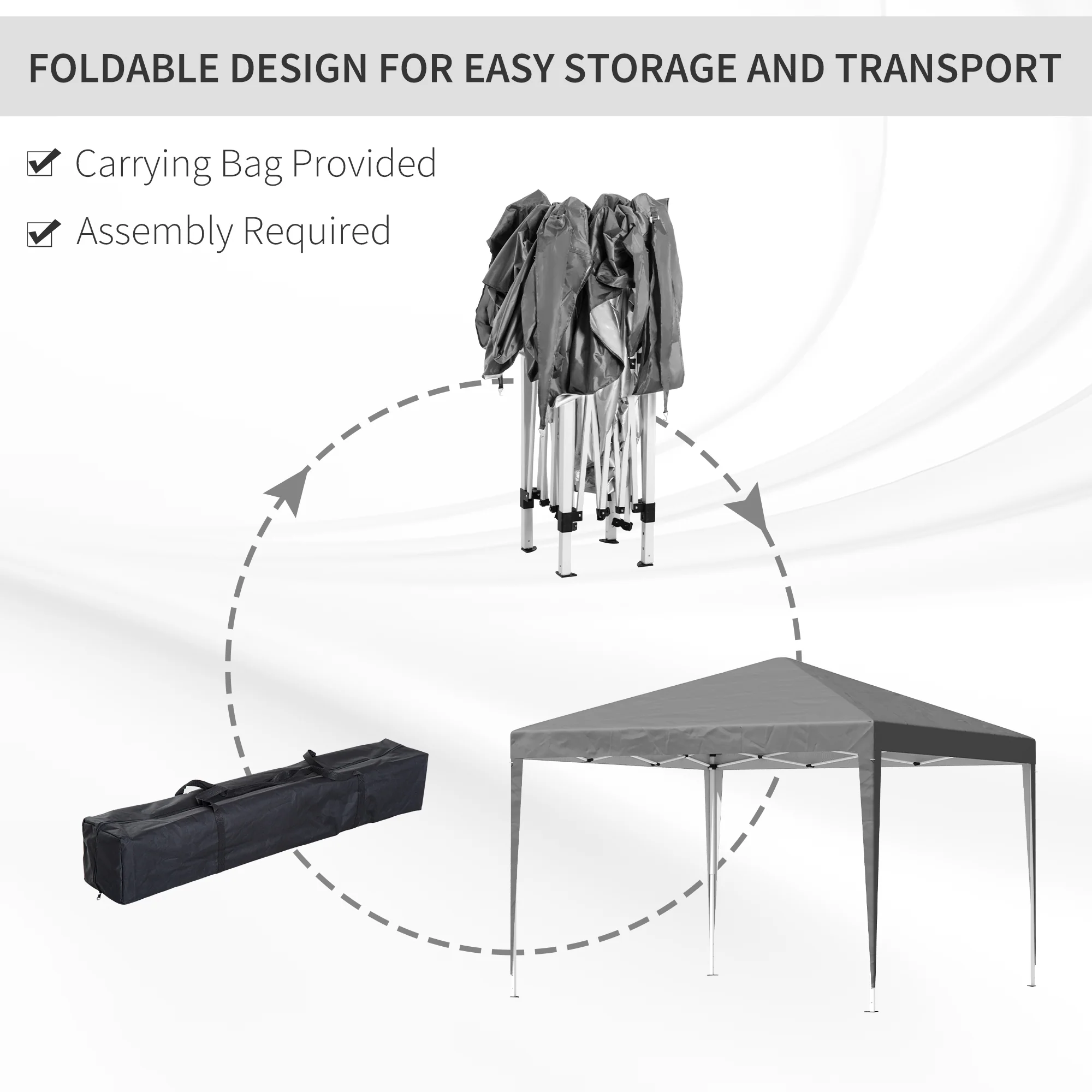 Outsunny 3 x 3 m Garden Pop Up Gazebo Marquee Party Tent Wedding Canopy Grey - Image 4