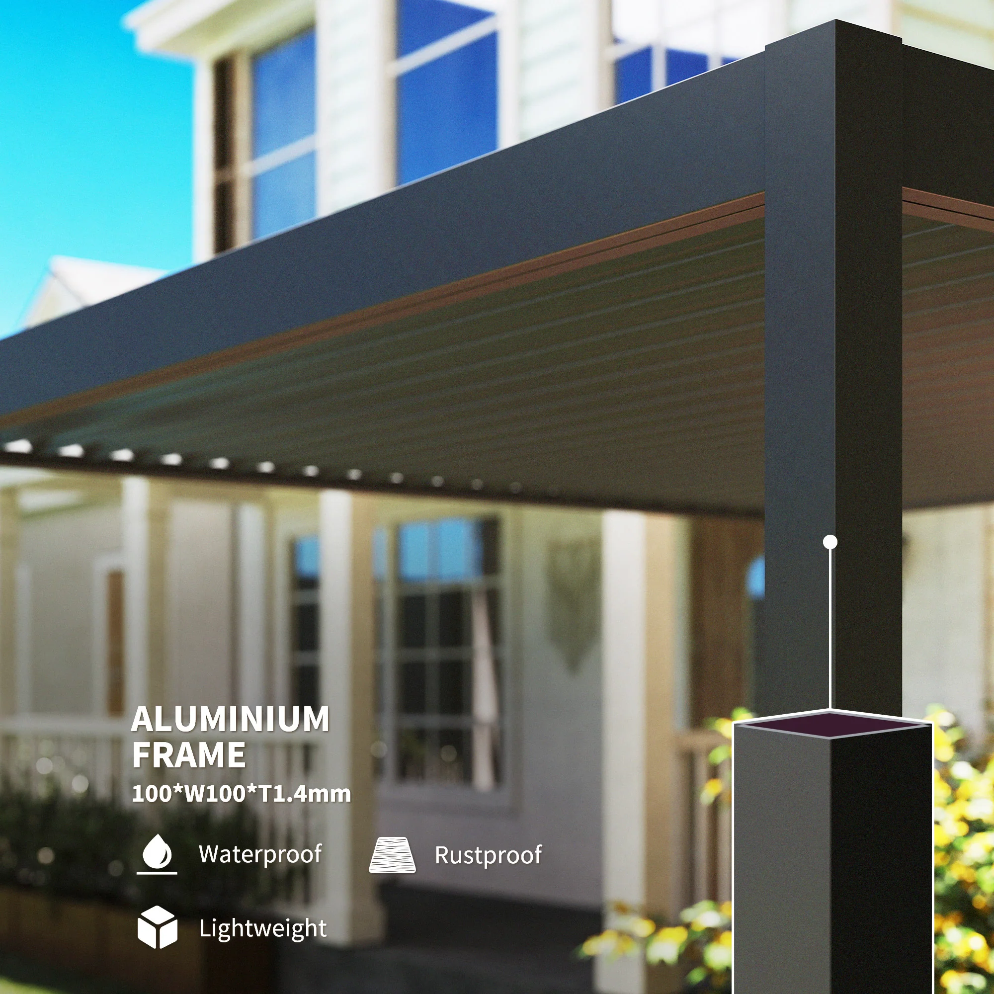 Outsunny 3 X 3(m) Electric Louvered Pergola Aluminium Pergola W/ LED Light - Image 7