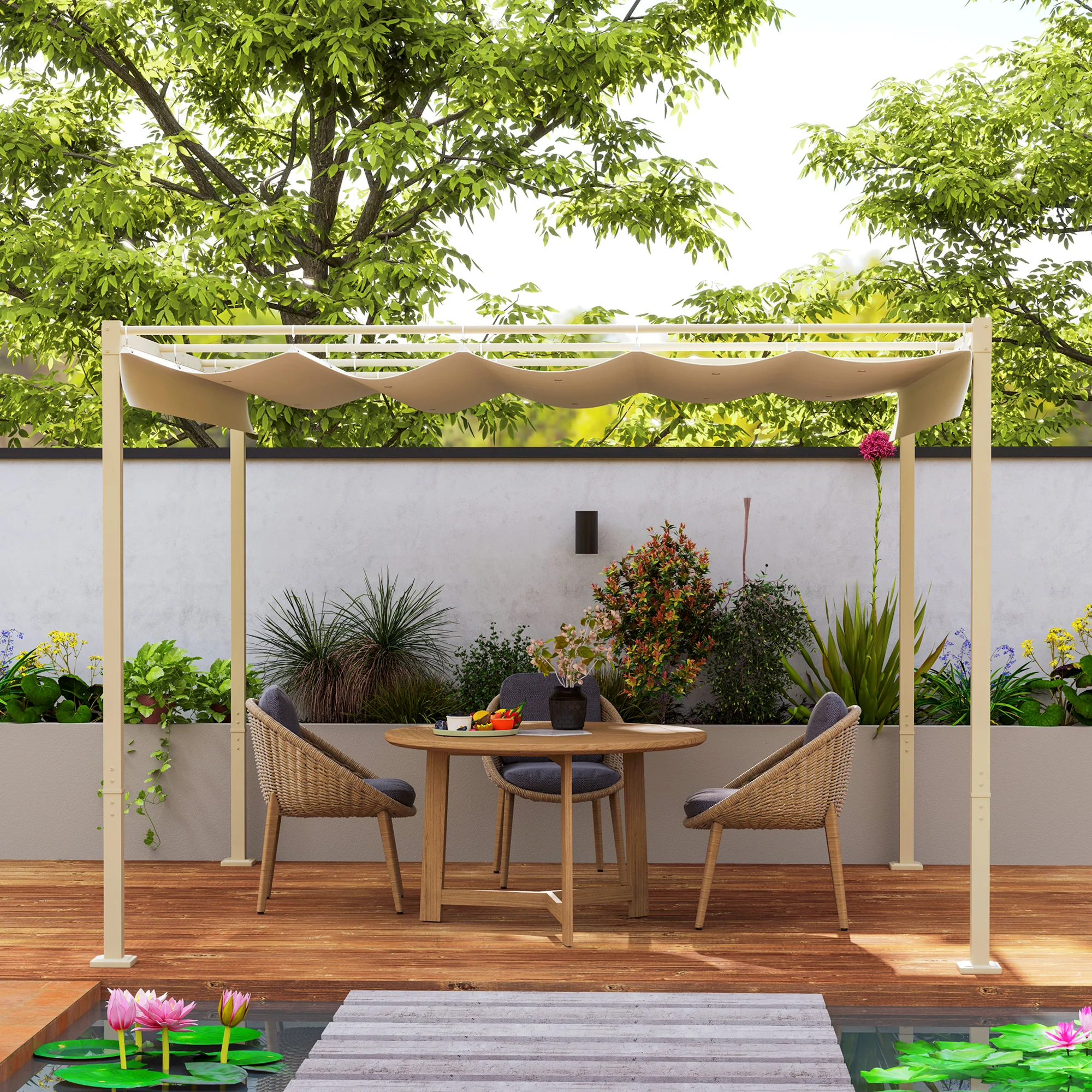 Outsunny 3 X 3(m) Garden Pergola With Retractable Roof, UPF30+ - Image 17