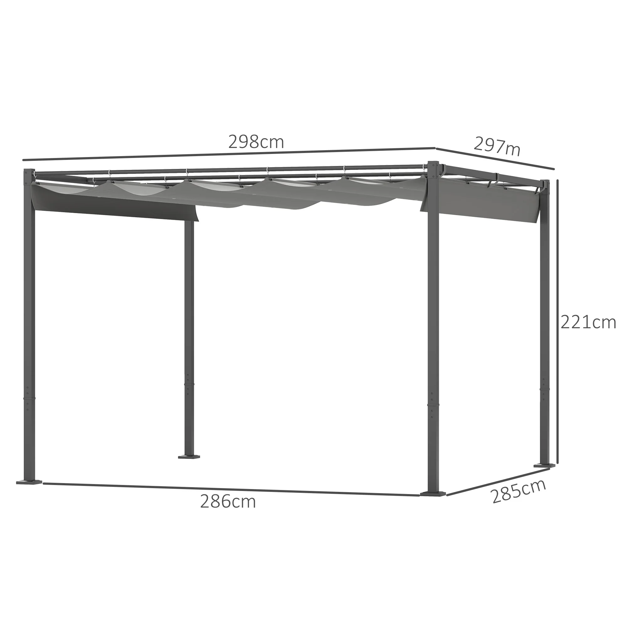 Outsunny 3 X 3(m) Garden Pergola With Retractable Roof, UPF30+ - Image 5