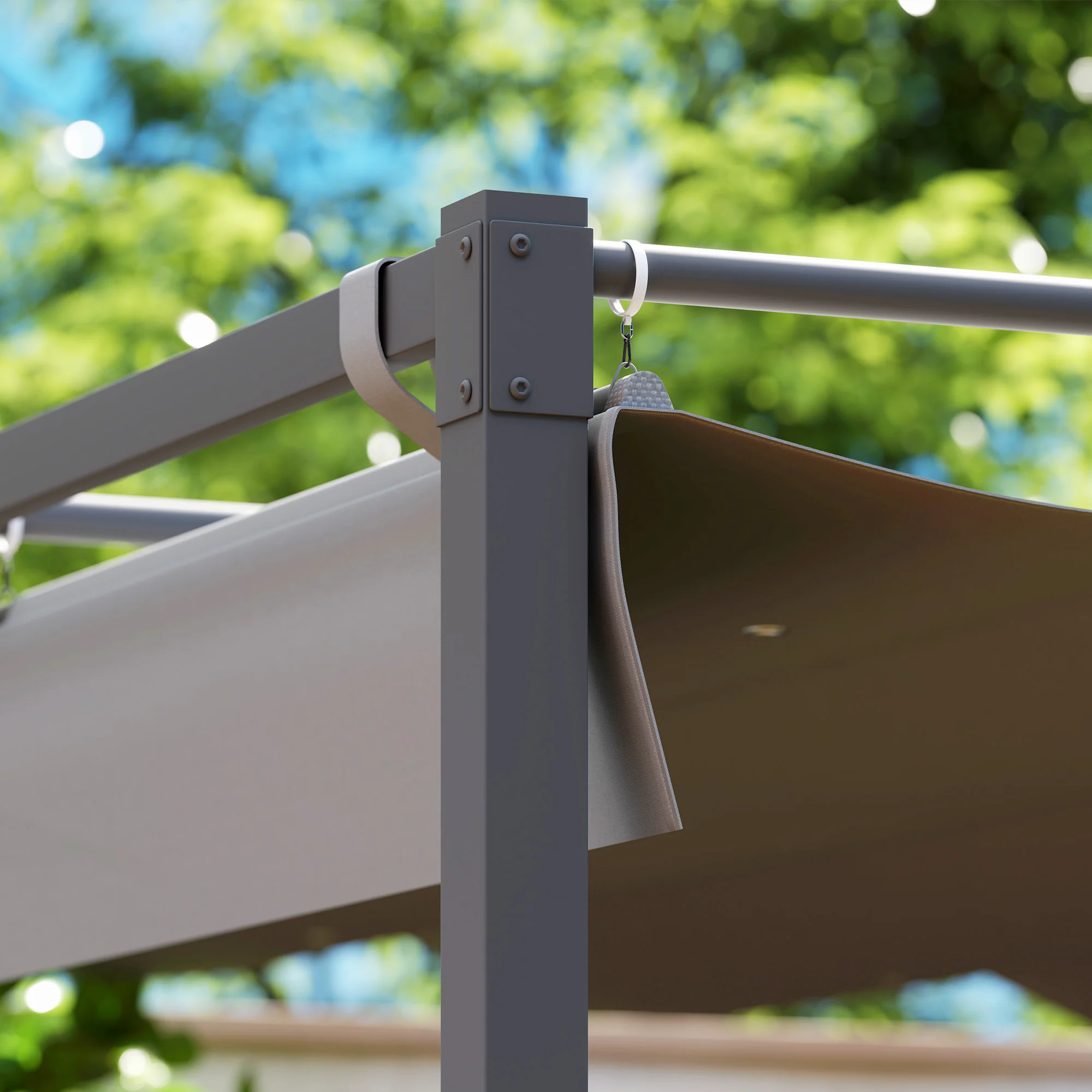 Outsunny 3 X 3(m) Garden Pergola With Retractable Roof, UPF30+ - Image 9