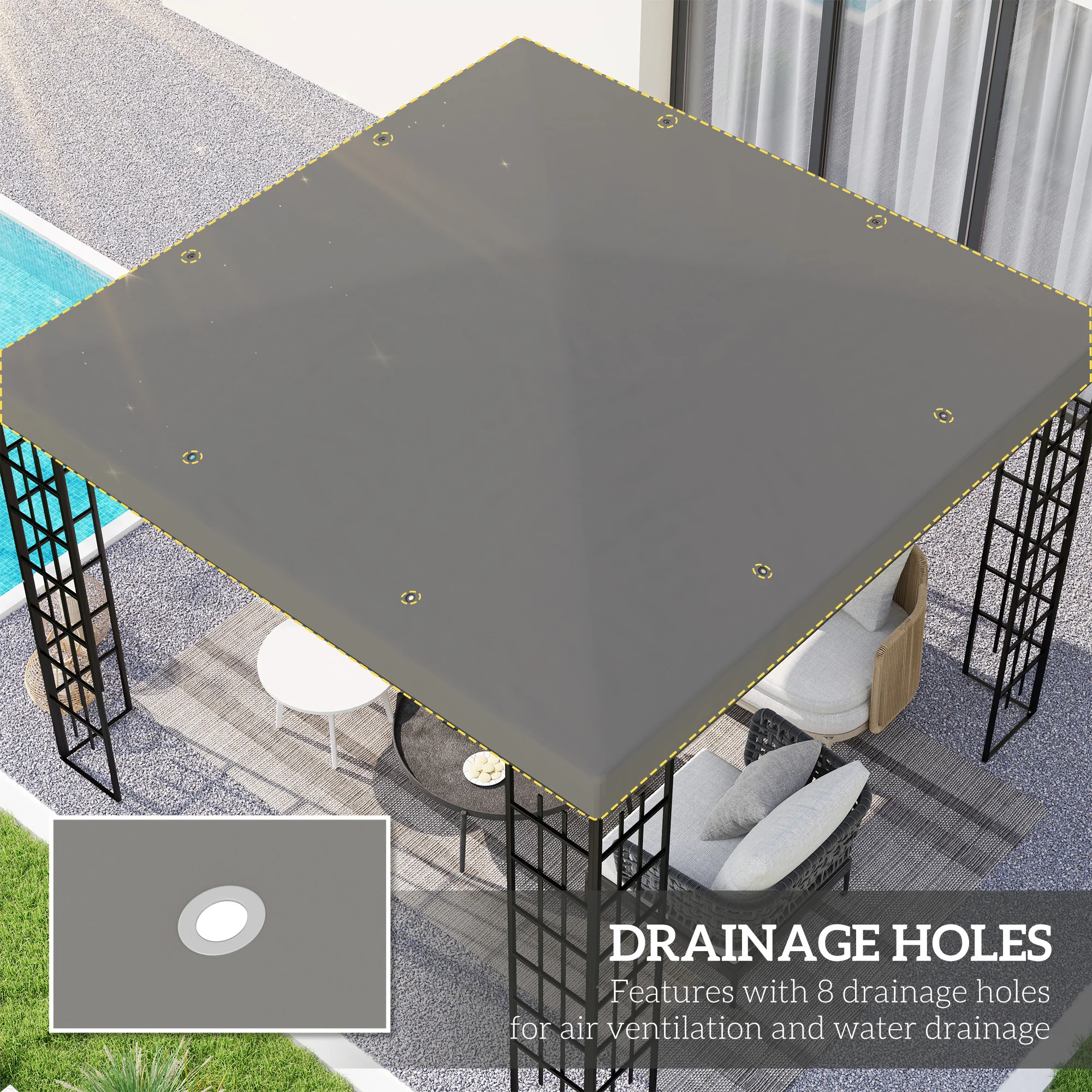 Outsunny 3 x 3(m) Gazebo Canopy Replacement Cover, UPF30+ - Image 21