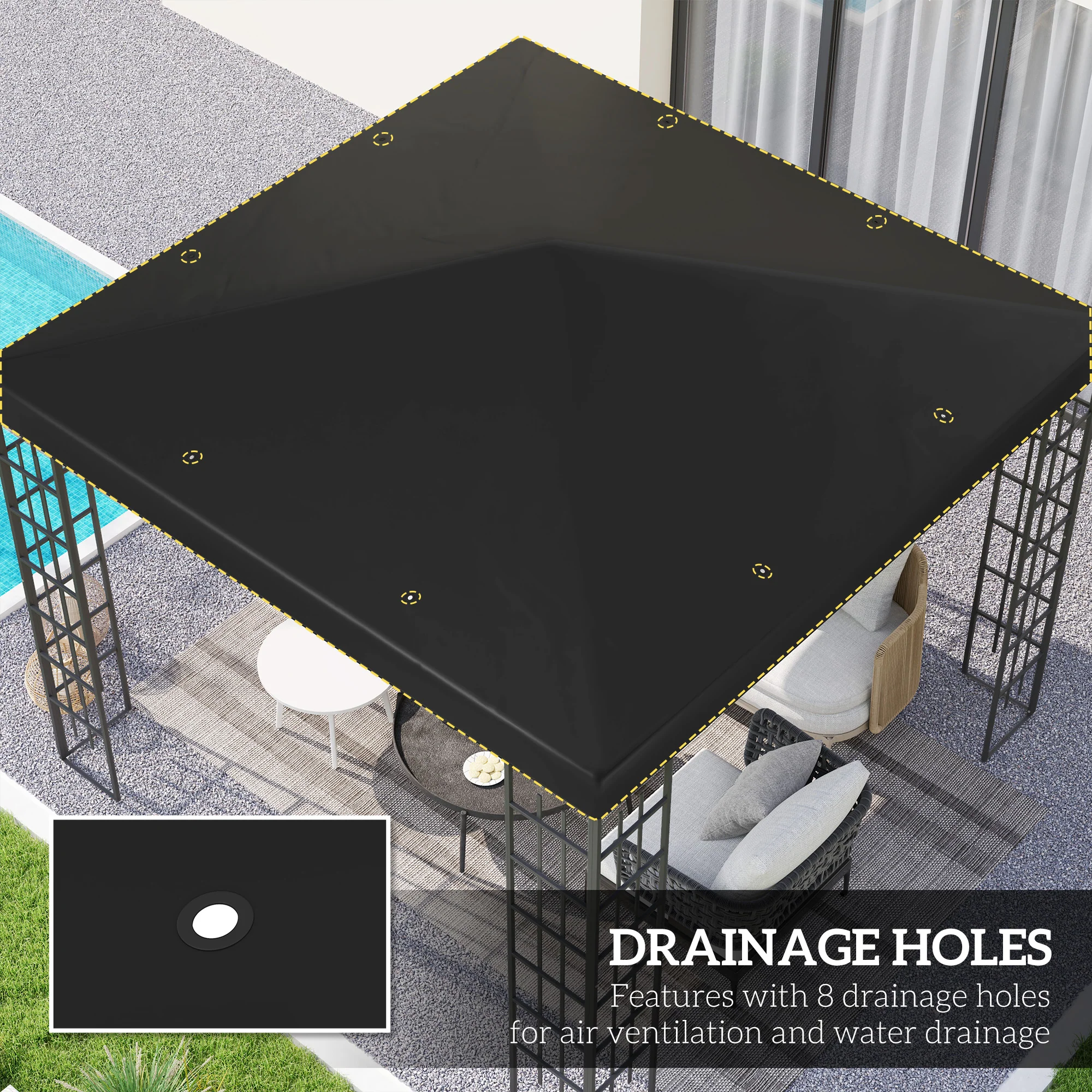 Outsunny 3 x 3(m) Gazebo Canopy Replacement Cover, UPF30+ - Image 3