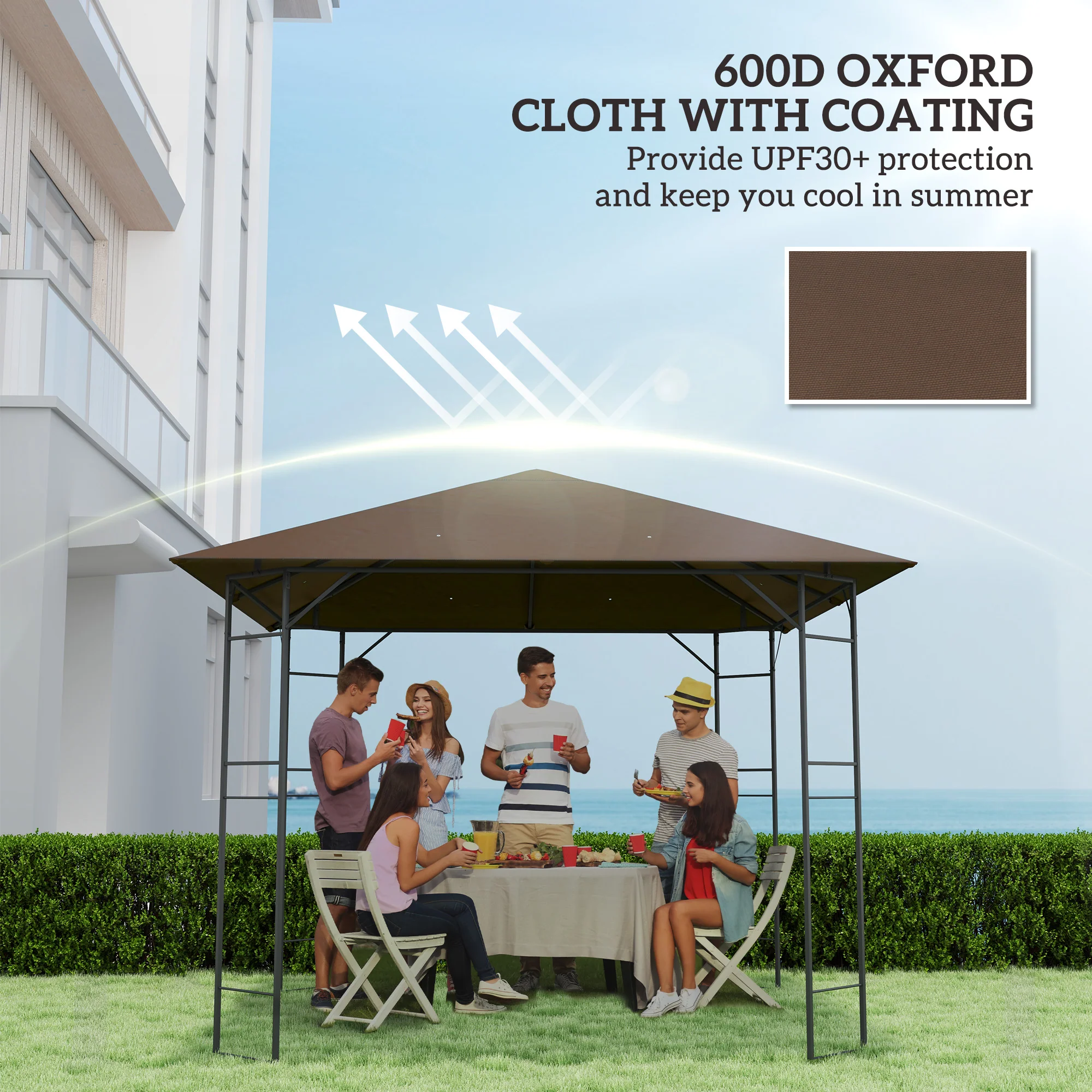 Outsunny 3 X 3(m) Gazebo Canopy Replacement Cover With Drain Holes - Image 15