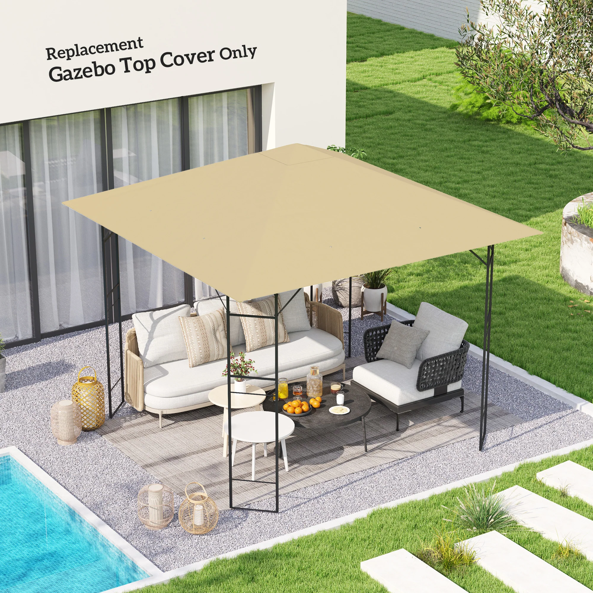 Outsunny 3 X 3(m) Gazebo Canopy Replacement Cover With Drain Holes - Image 2