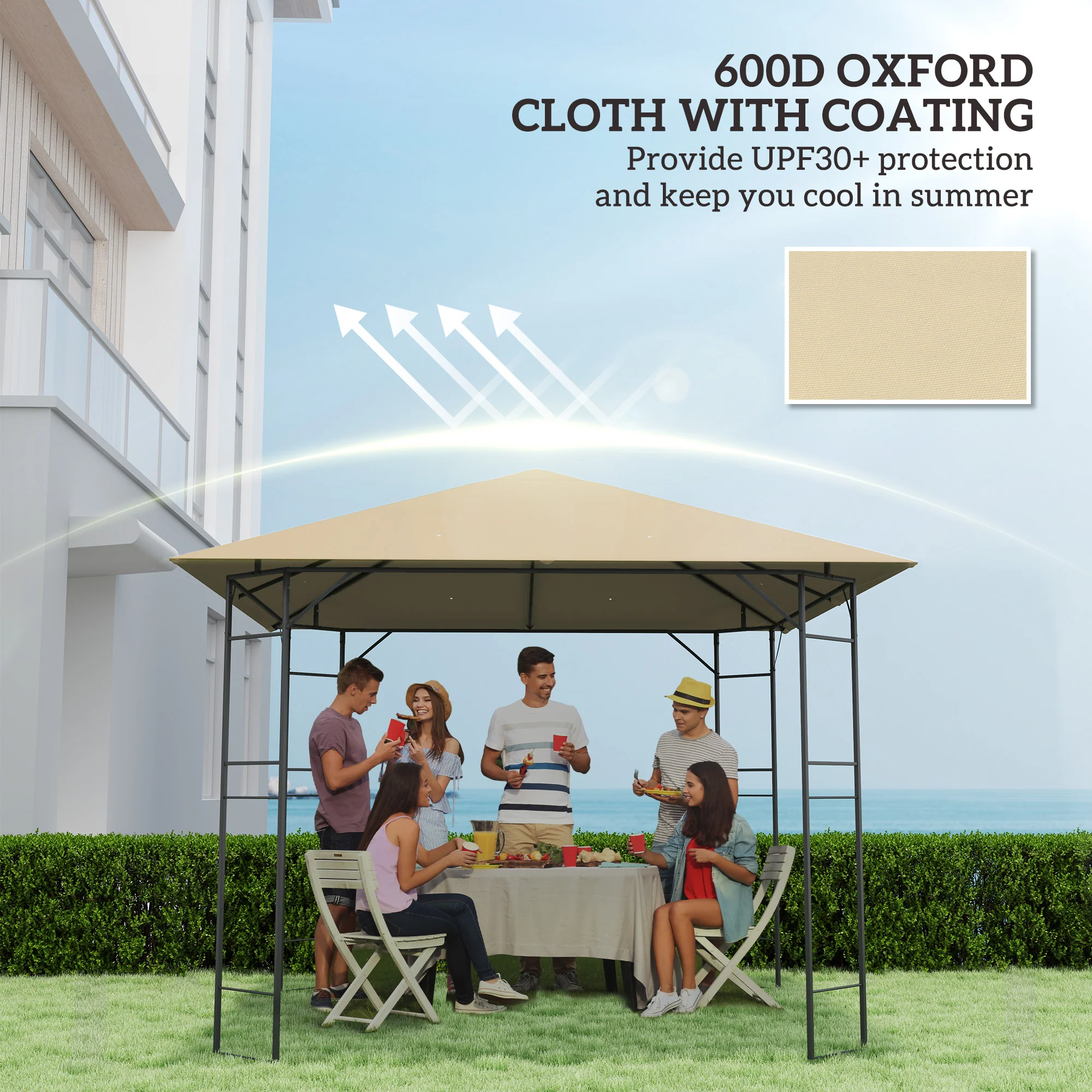 Outsunny 3 X 3(m) Gazebo Canopy Replacement Cover With Drain Holes - Image 6